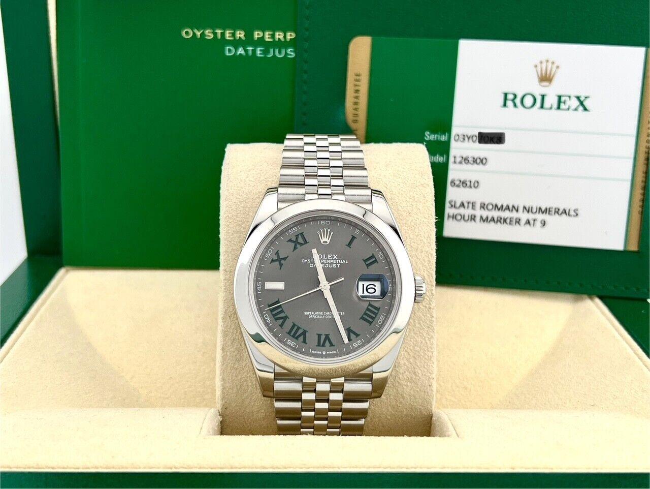Rolex Datejust 41 126300 Slate Wimbledon Dial Stainless Steel Box Paper Jubilee 4