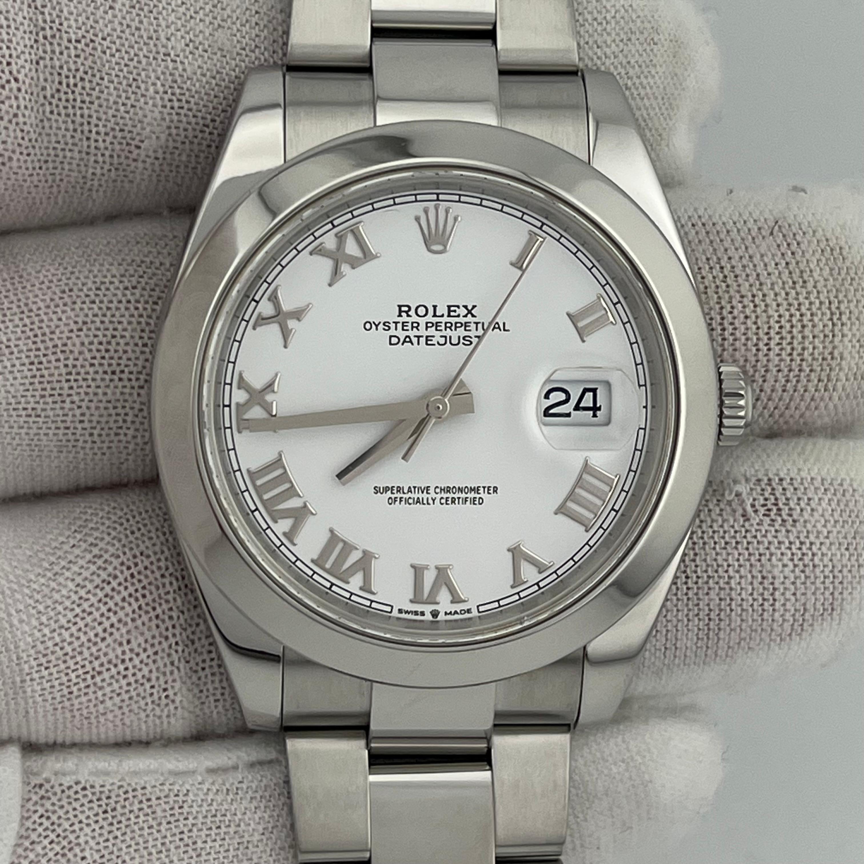 Rolex Datejust 41 126300 White Roman Dial Stainless Steel Box Paper 2021 For Sale 1