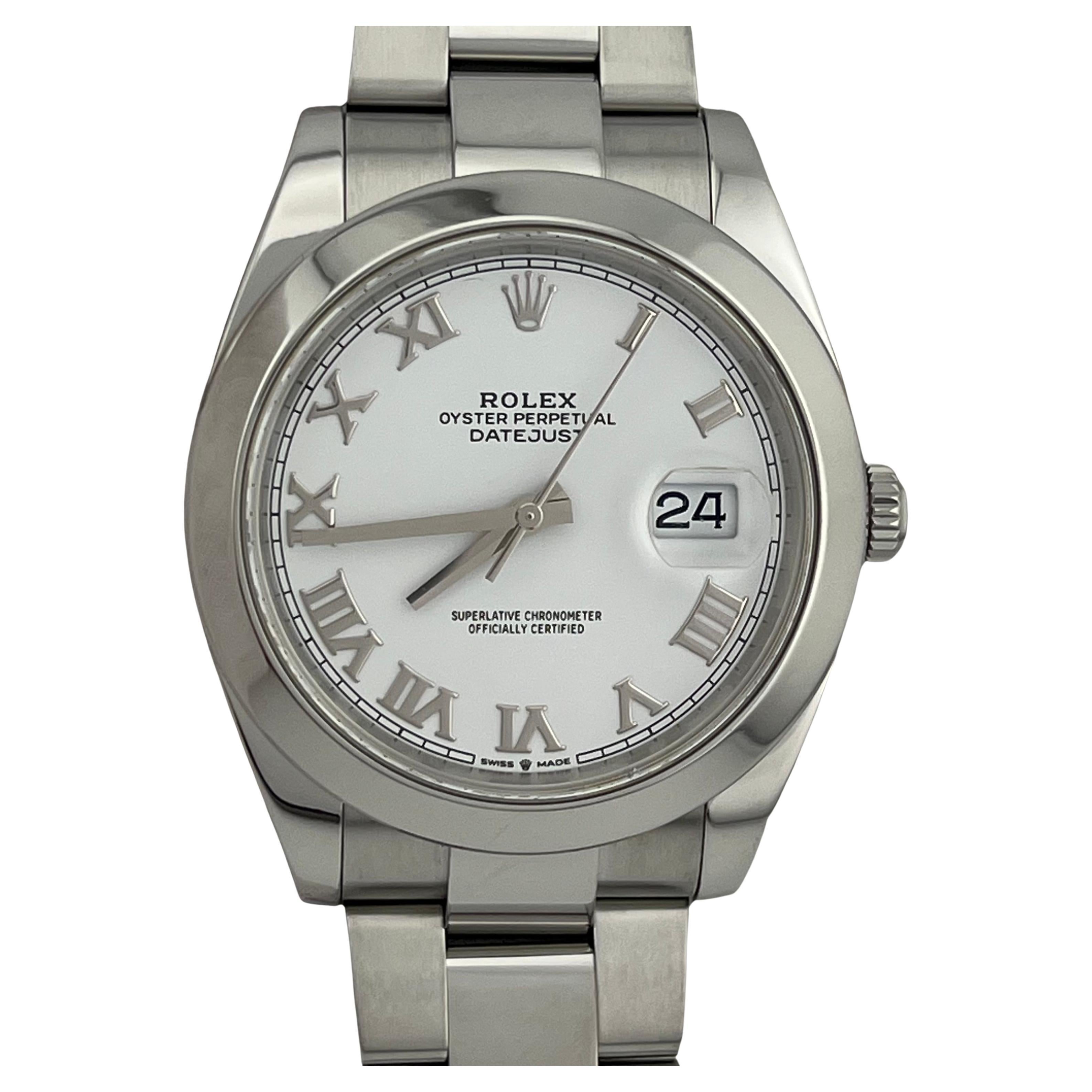 Rolex Datejust 41 126300 White Roman Dial Stainless Steel Box Paper 2021