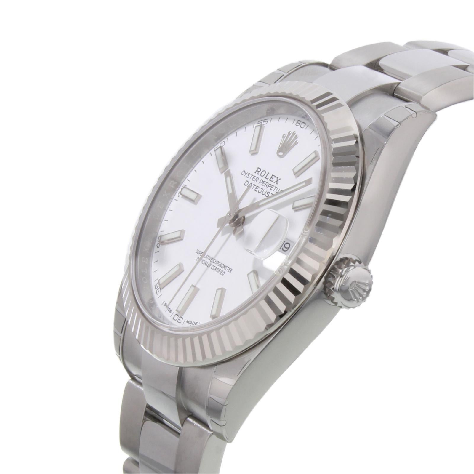 Rolex Datejust 41 126300 Wio White Index Dial Steel Automatic Men's Watch In New Condition In New York, NY