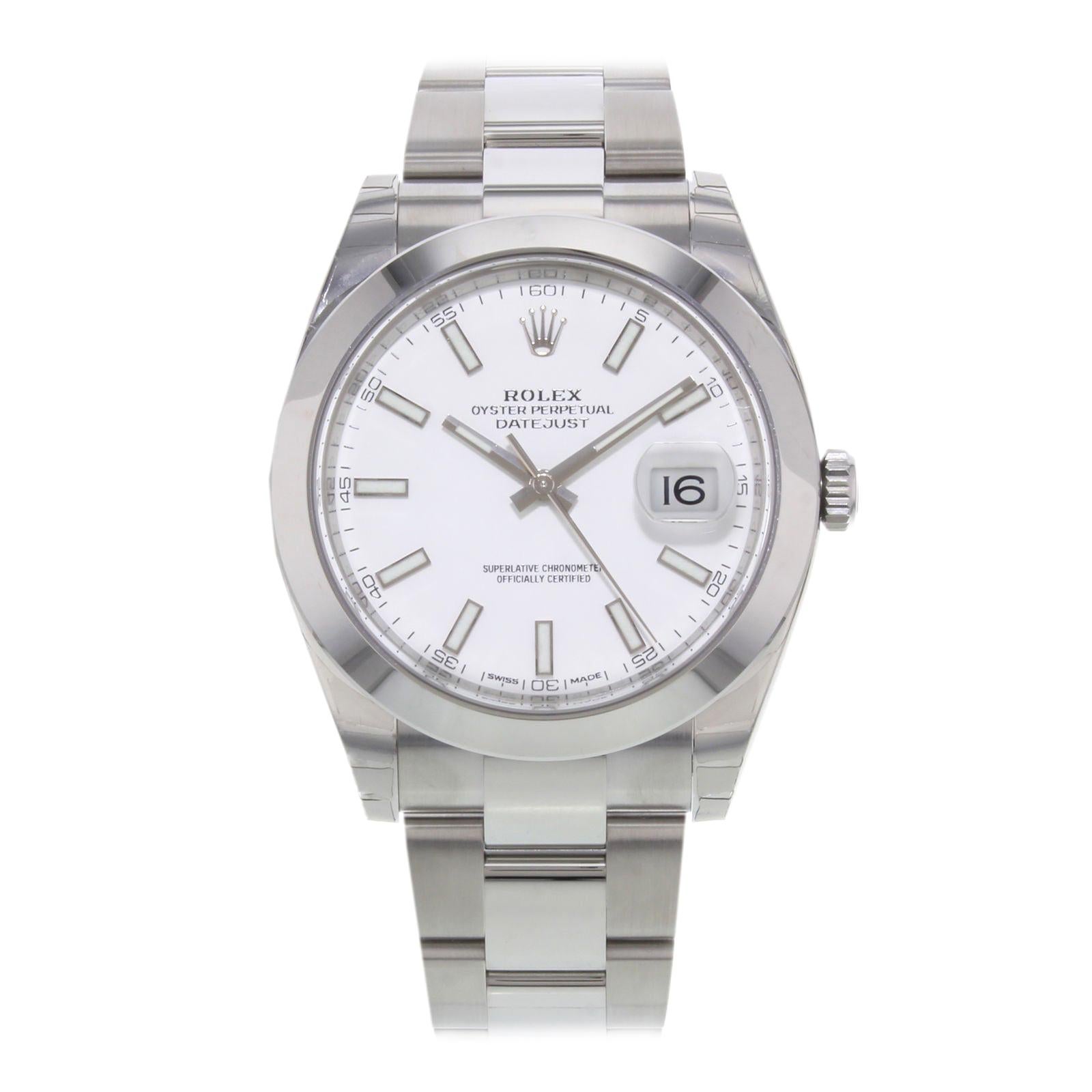Rolex Datejust 41 126300 Wio White Index Dial Steel Automatic Men's Watch