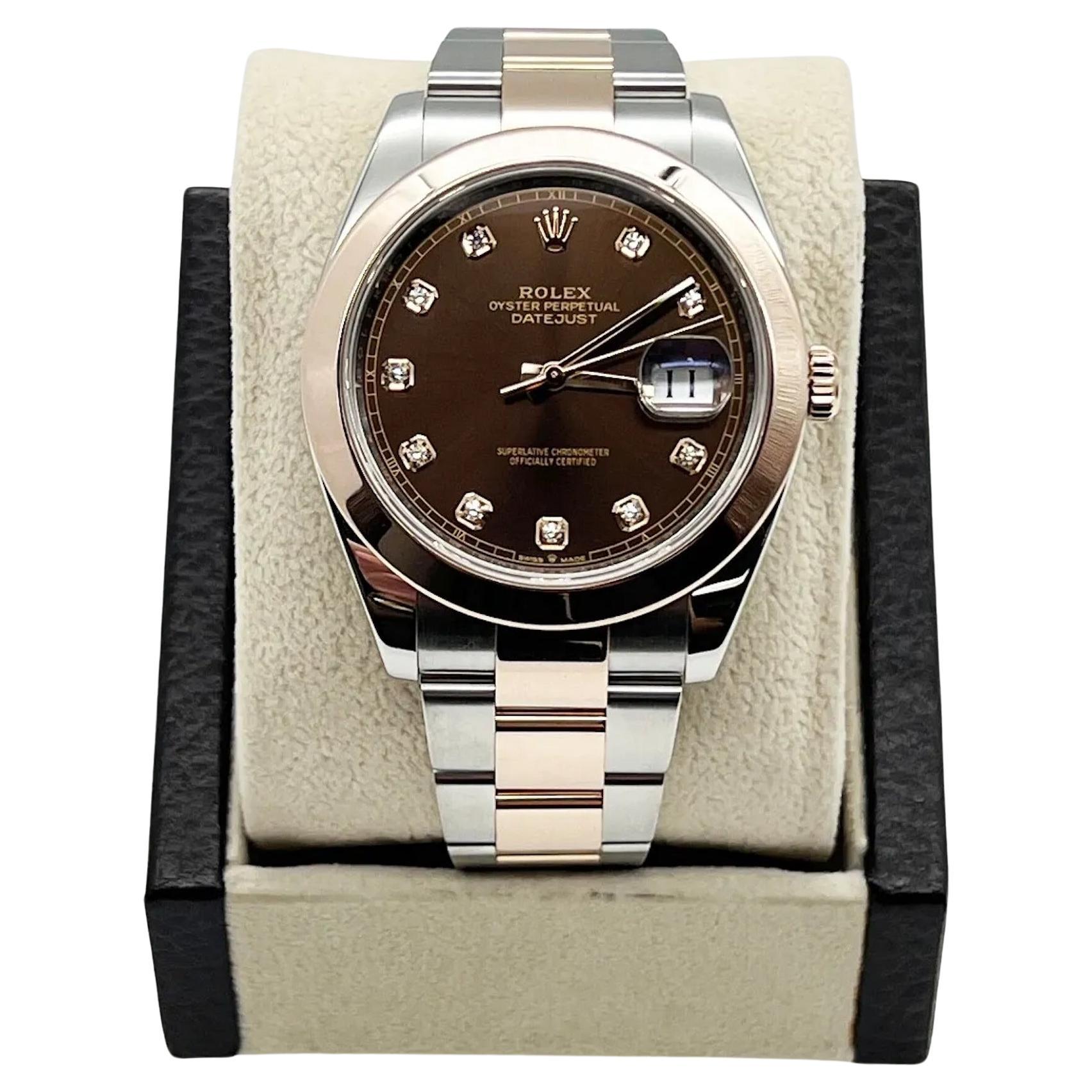 Rolex Datejust 41 126301 Chocolate Diamond Dial 18K Rose Gold Steel Box Paper