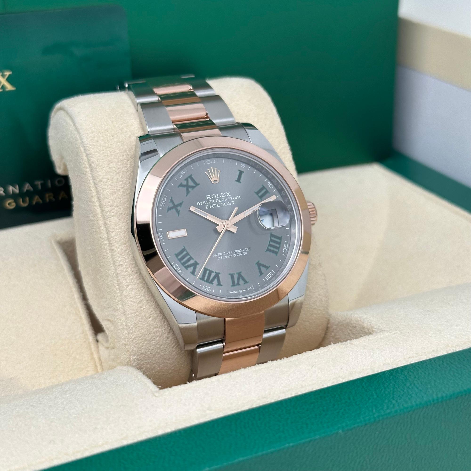 Rolex Datejust 41 126301 Steel 18K Rose Gold Wimbledon Dial Watch B&P Pour hommes en vente