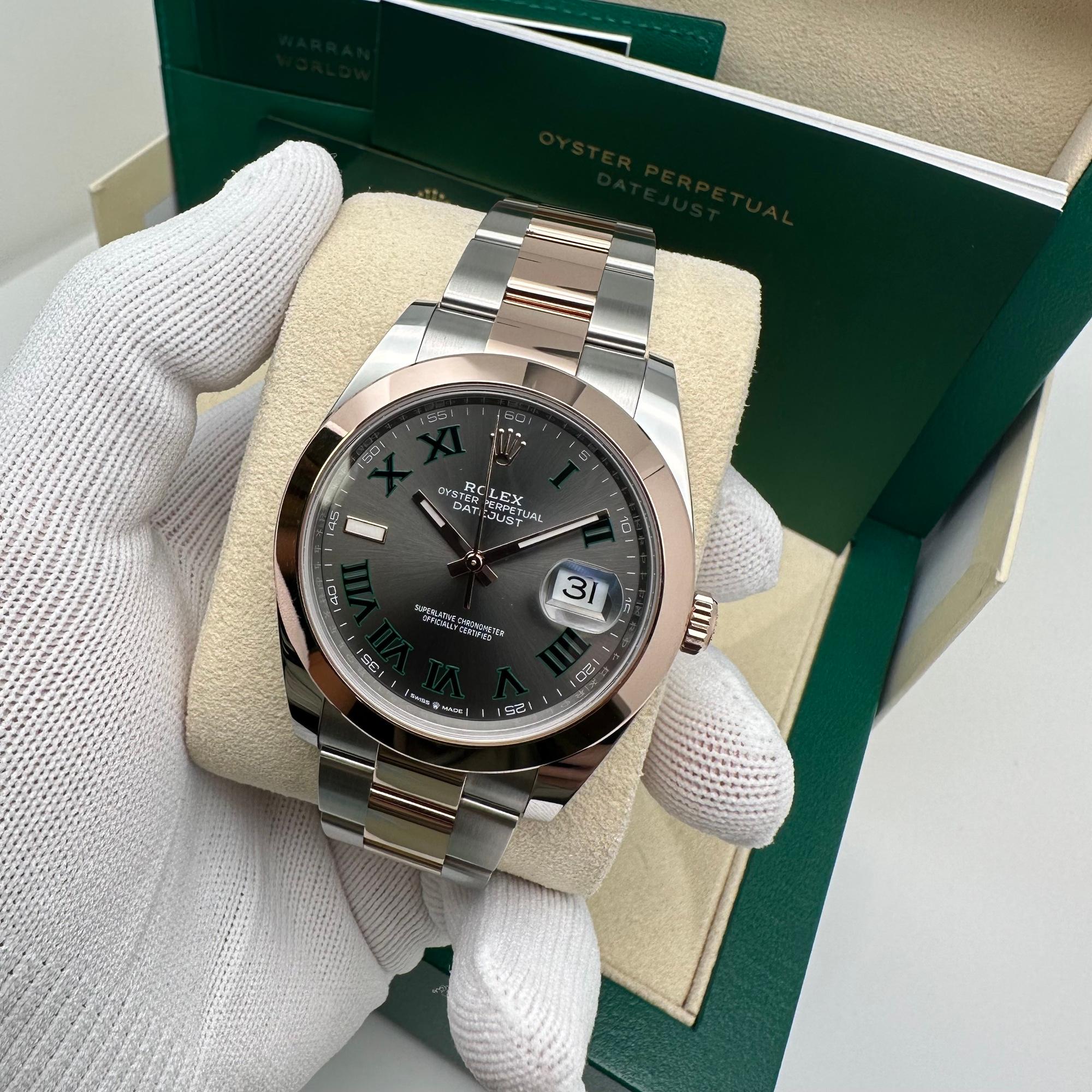 Rolex Datejust 41 126301 Steel 18K Rose Gold Wimbledon Dial Watch B&P en vente 3