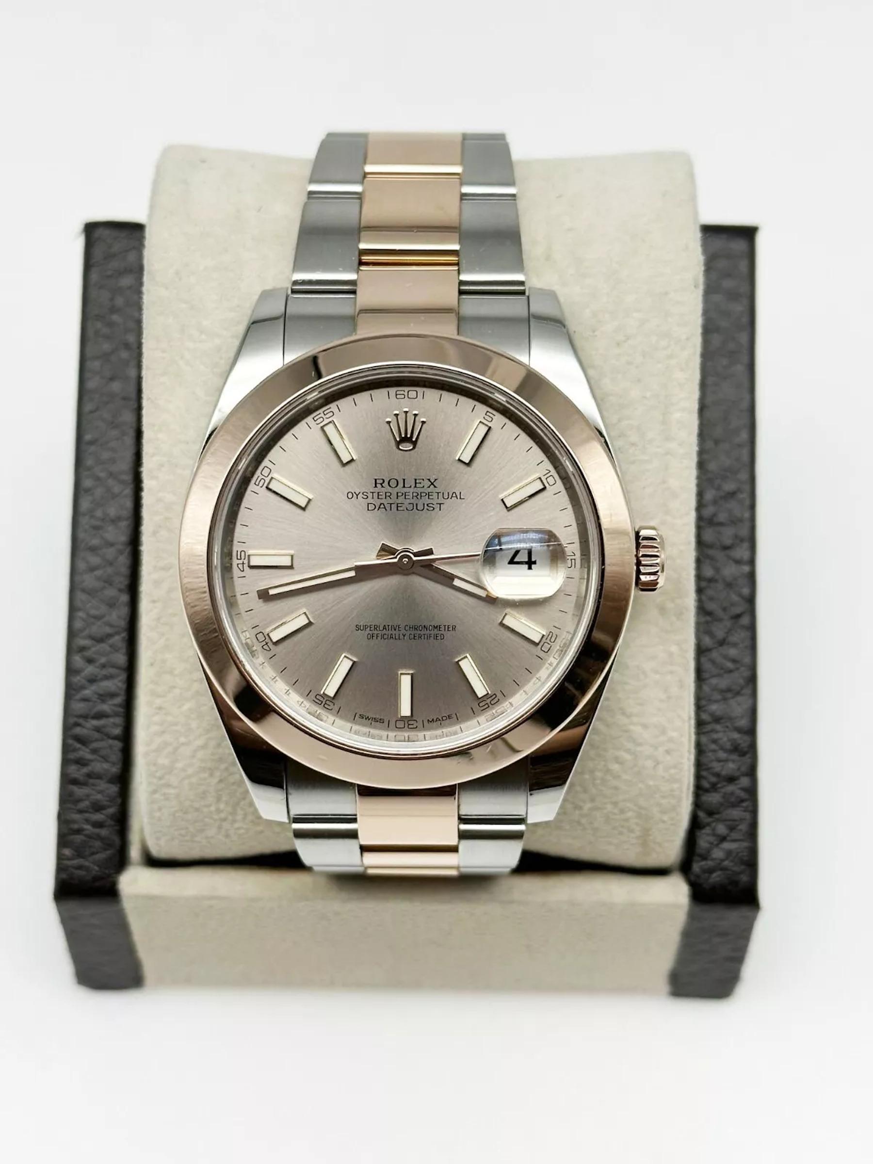 Men's Rolex Datejust 41 126301 Sundust Dial 18K Rose Gold Steel Box Paper For Sale