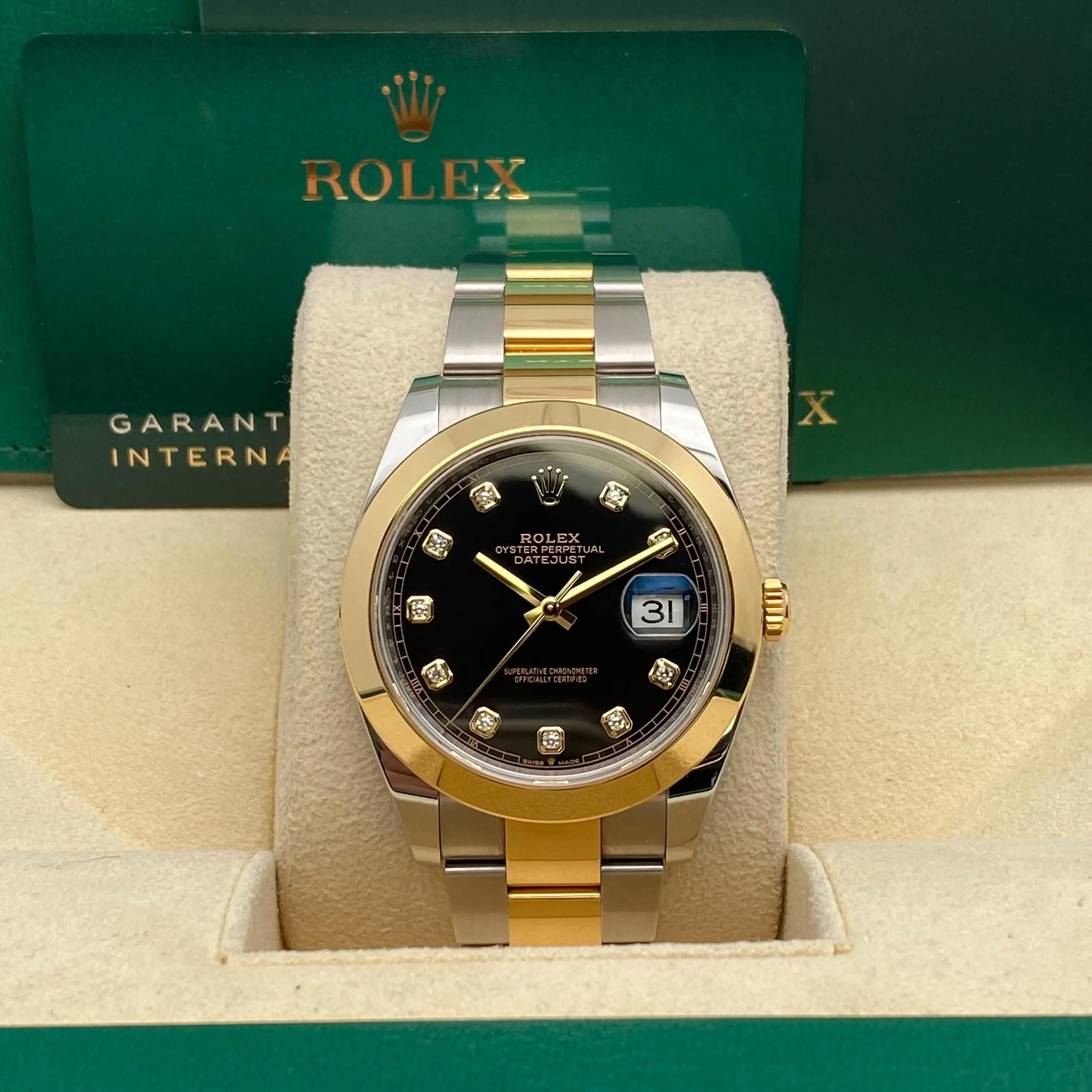 Rolex Datejust 41 126303 Quadrante nero con diamanti Acciaio e oro giallo 18 carati Orologio da uomo In condizioni Nuovo in vendita a New York, NY
