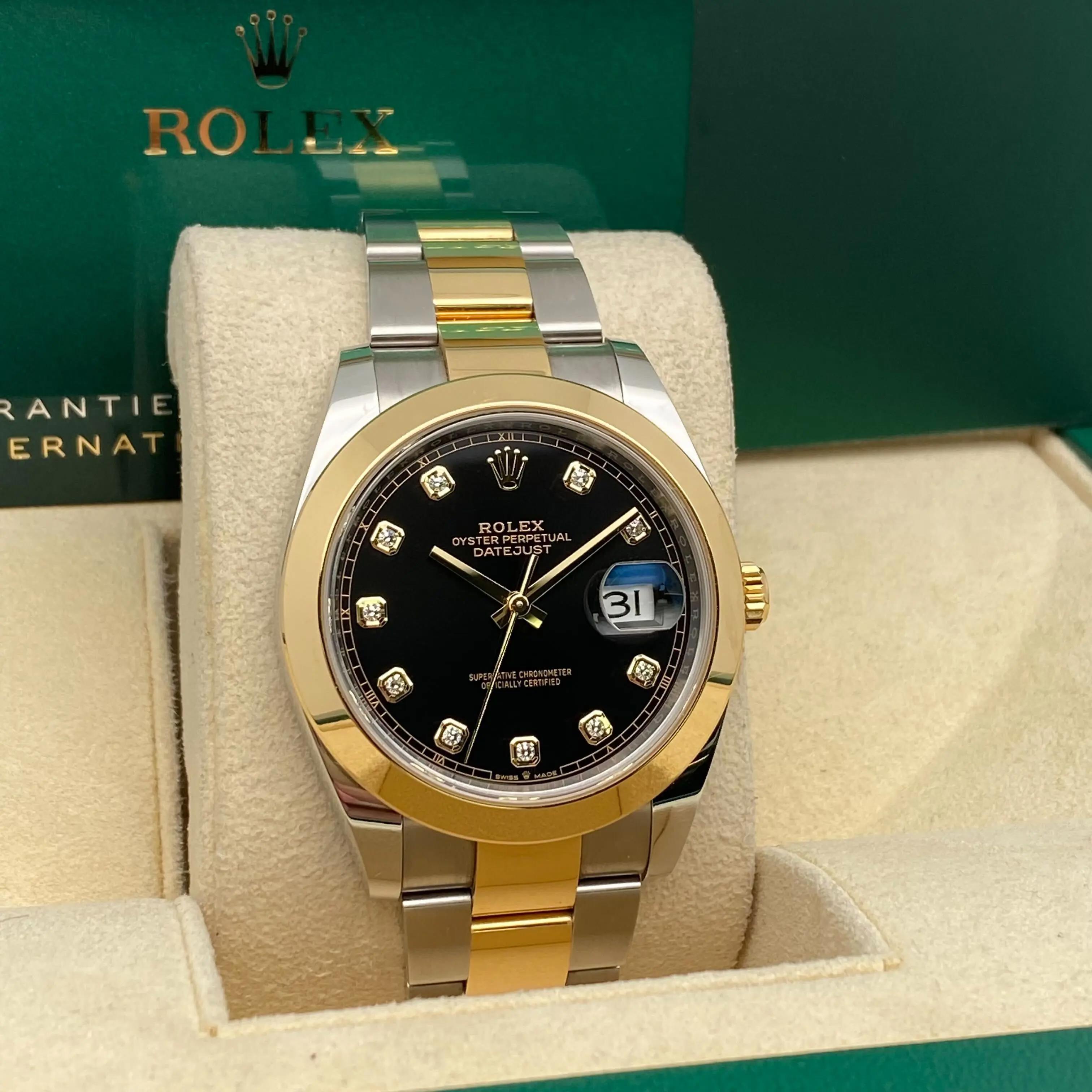 Uomo Rolex Datejust 41 126303 Quadrante nero con diamanti Acciaio e oro giallo 18 carati Orologio da uomo in vendita