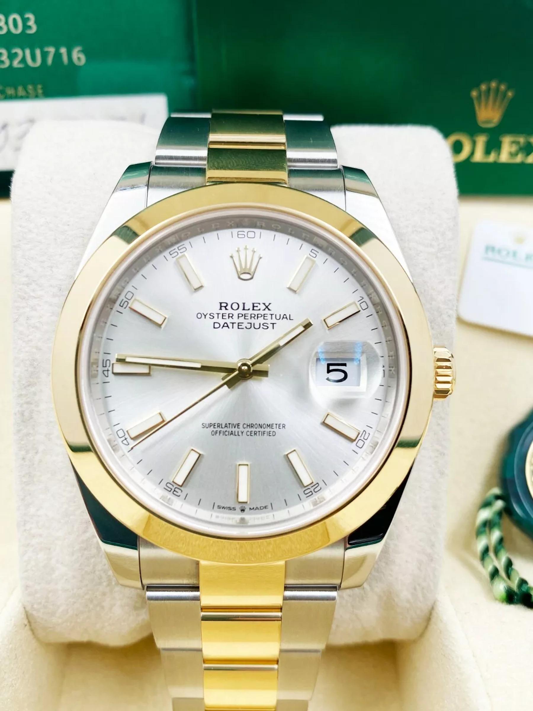 Rolex Datejust 41 126303 Quadrante argento Oro giallo 18 carati Acciaio inossidabile 2021 In condizioni ottime in vendita a San Diego, CA