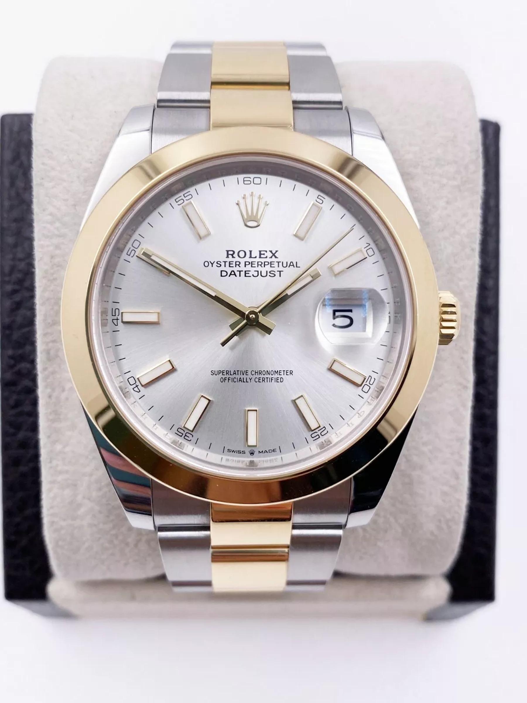 Uomo Rolex Datejust 41 126303 Quadrante argento Oro giallo 18 carati Acciaio inossidabile 2021 in vendita