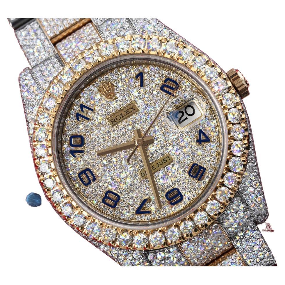 Rolex Datejust 41 126303 Stahl & 18k Gelbgold Fully Iced Out maßgefertigte Uhr
