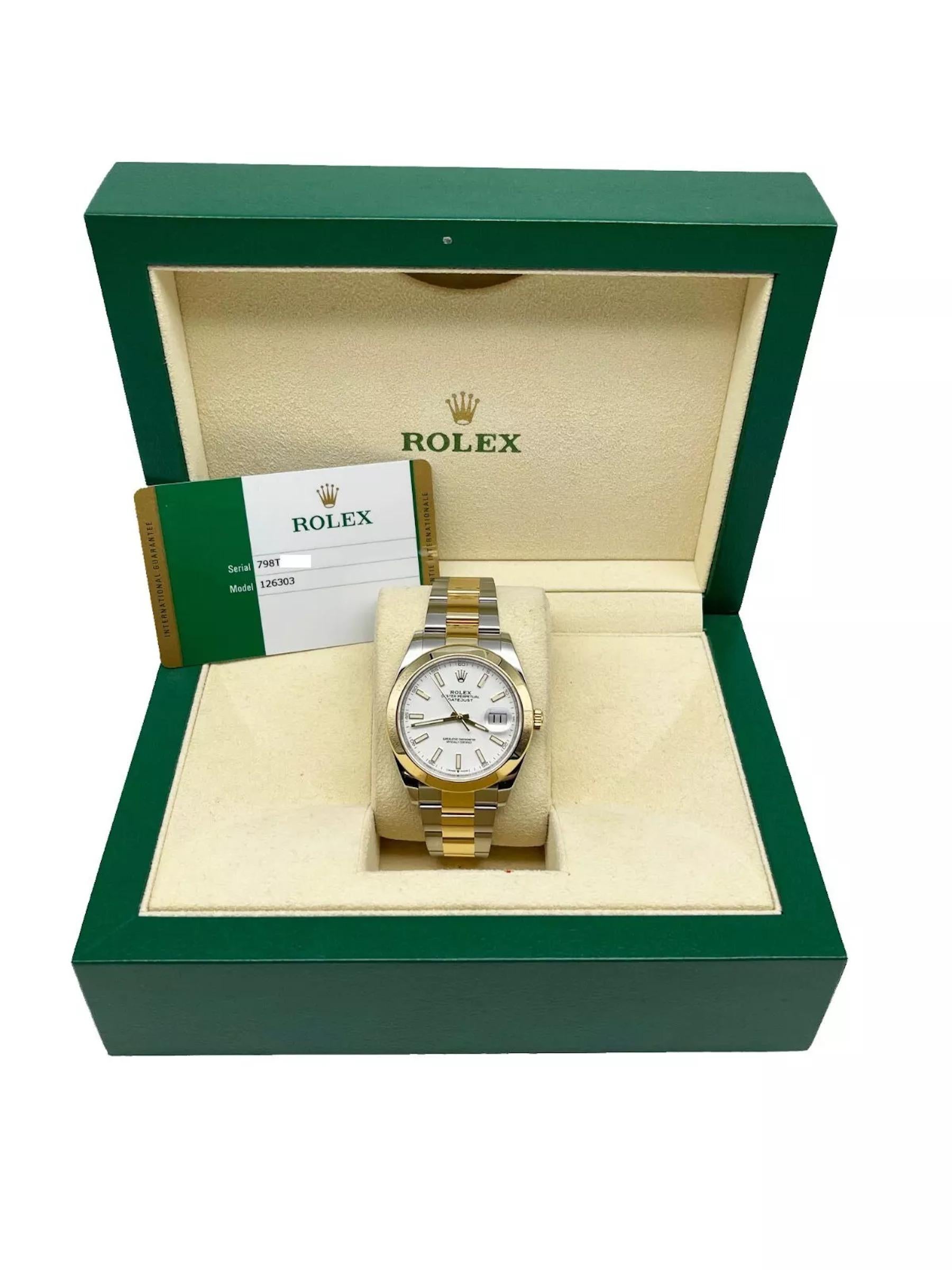 Men's Rolex Datejust 41 126303 White Dial 18K Yellow Gold Steel Box Paper 2018