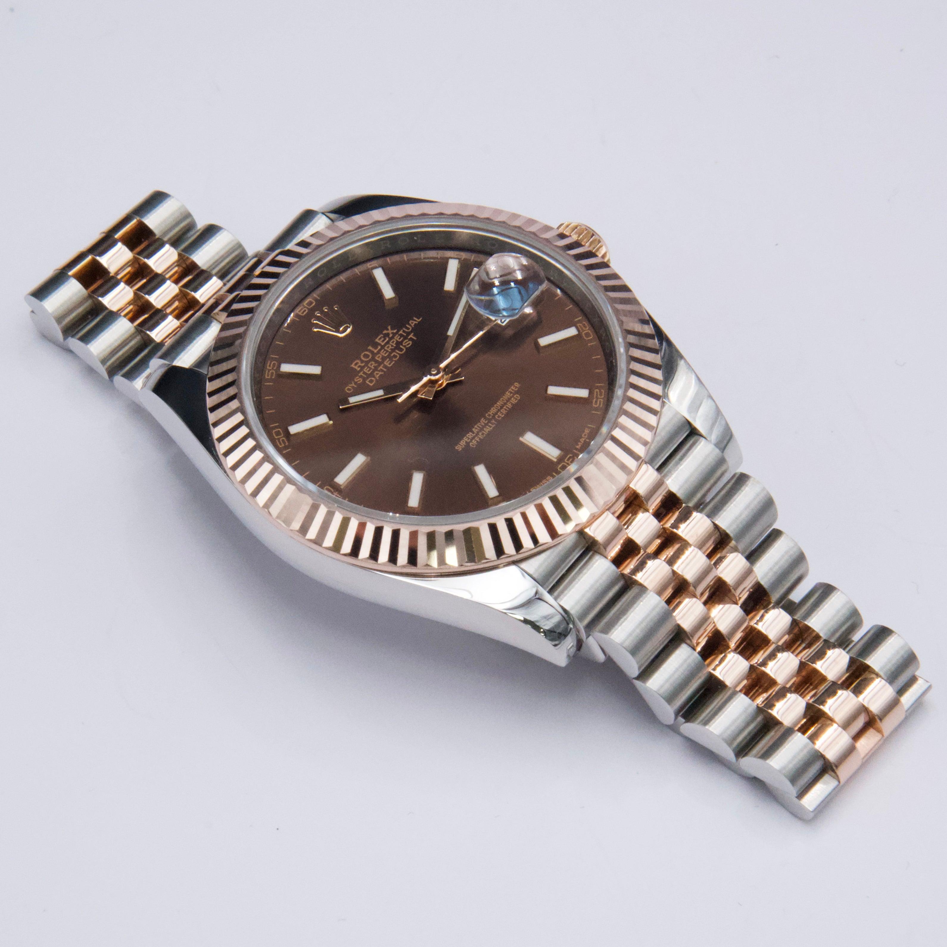 Rolex Datejust 41 126331 Esfera Chocolate Oro Rosa Reloj Caballero Caja Papeles en venta 1