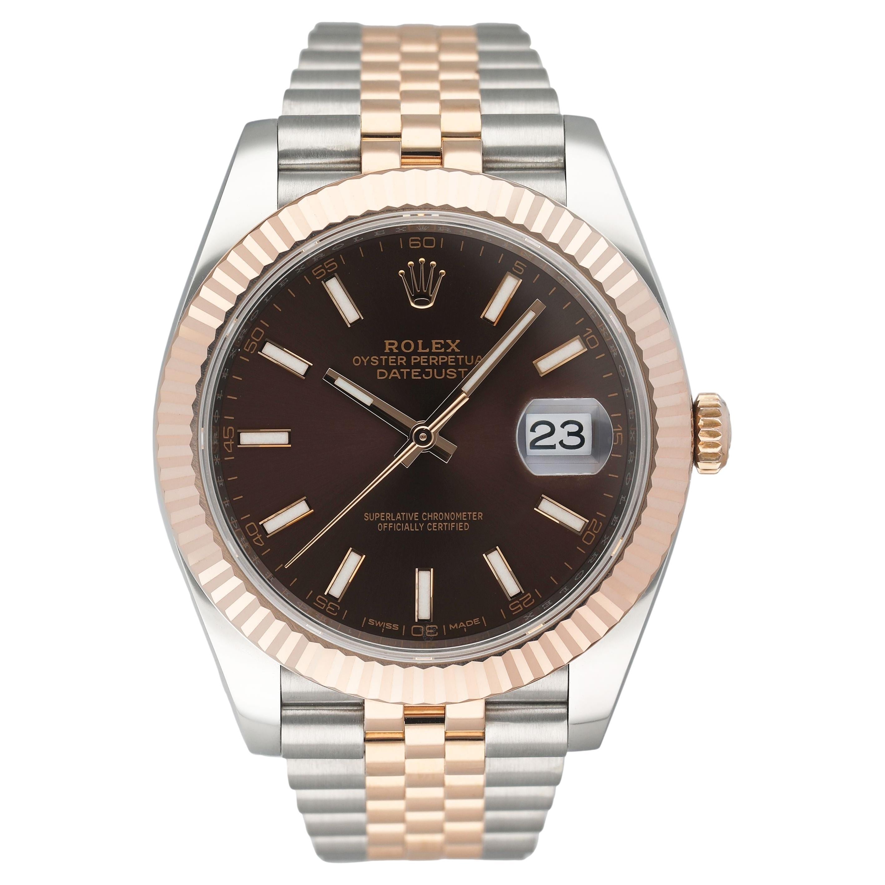 Rolex Datejust 41 126331 Schokolade Zifferblatt Rose Gold Herrenuhr Box Papiere