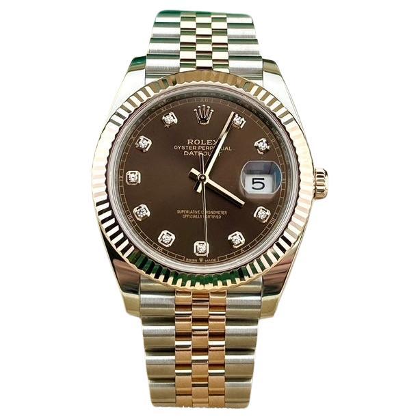 Rolex Datejust 41 126331 Schokolade Diamant-Zifferblatt 18K Rose Gold Stahl Box Papiere