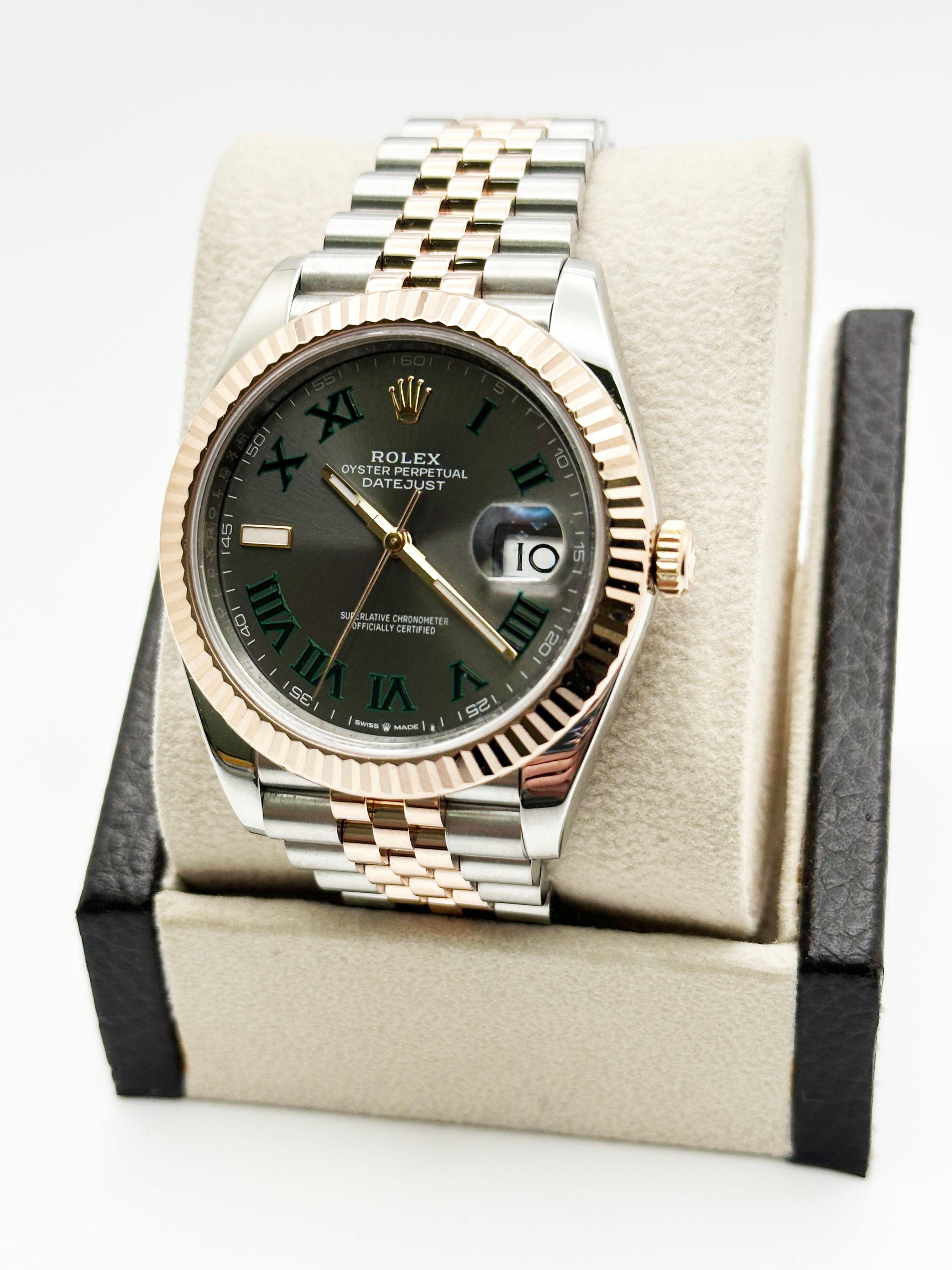 Rolex Datejust 41 126331 Ardesia Quadrante Wimbledon Oro rosa 18 carati Acciaio inossidabile In condizioni ottime in vendita a San Diego, CA