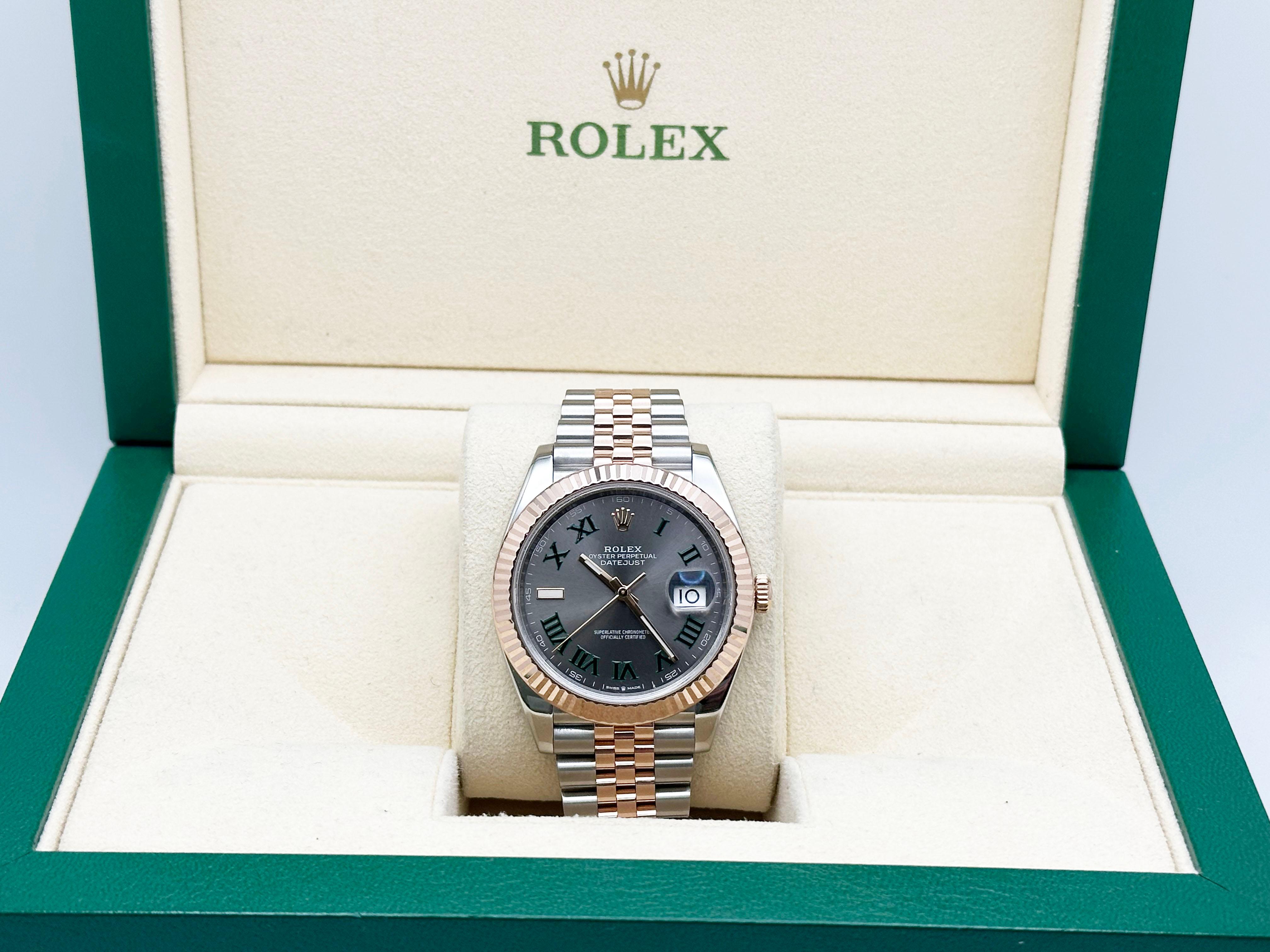 Rolex Datejust 41 126331 Ardesia Quadrante Wimbledon Oro rosa 18 carati Acciaio inossidabile in vendita 3