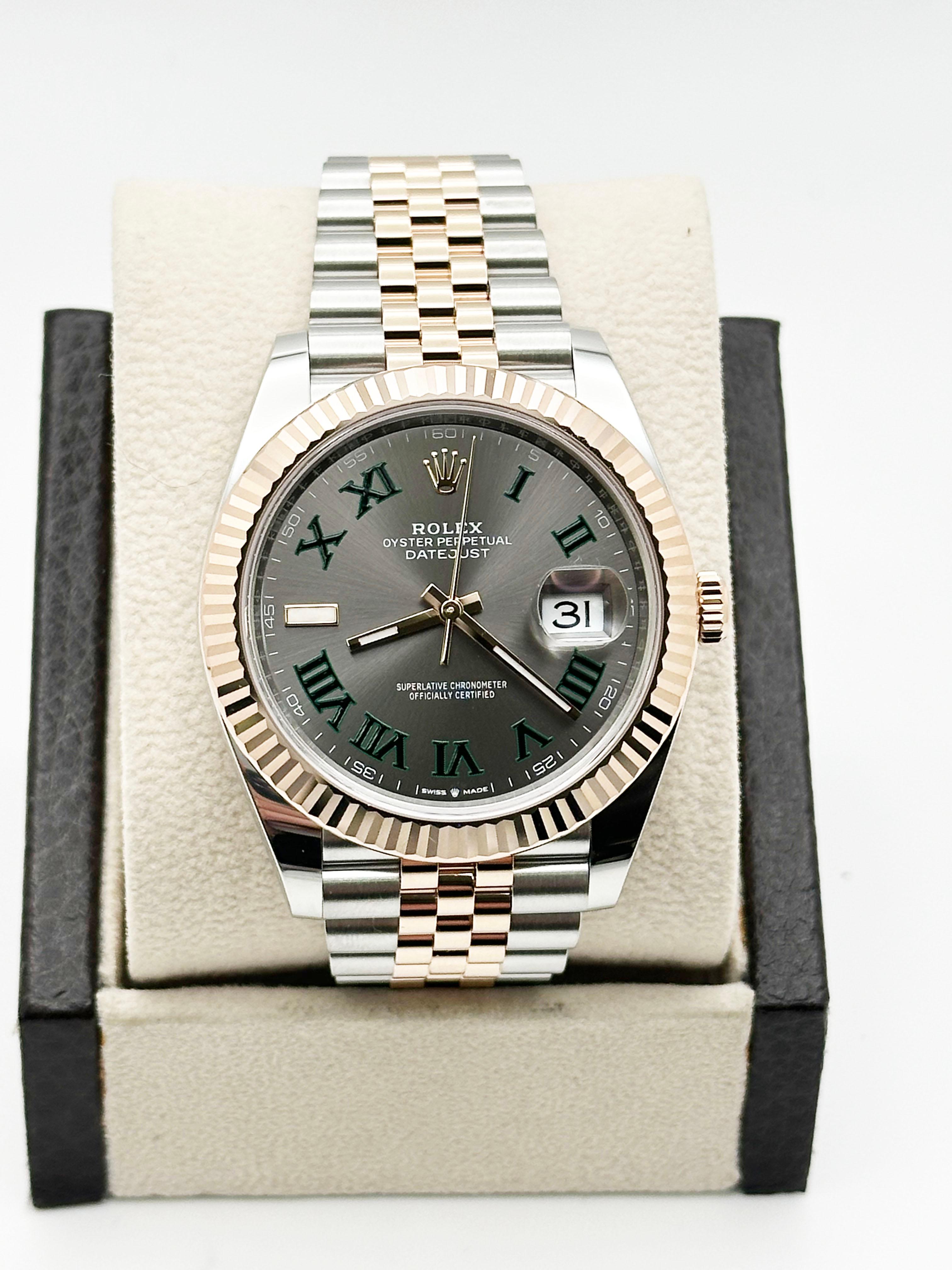 Rolex Datejust 41 126331 Ardesia Quadrante Wimbledon Oro rosa 18 carati Acciaio Scatola 2022 in vendita 2