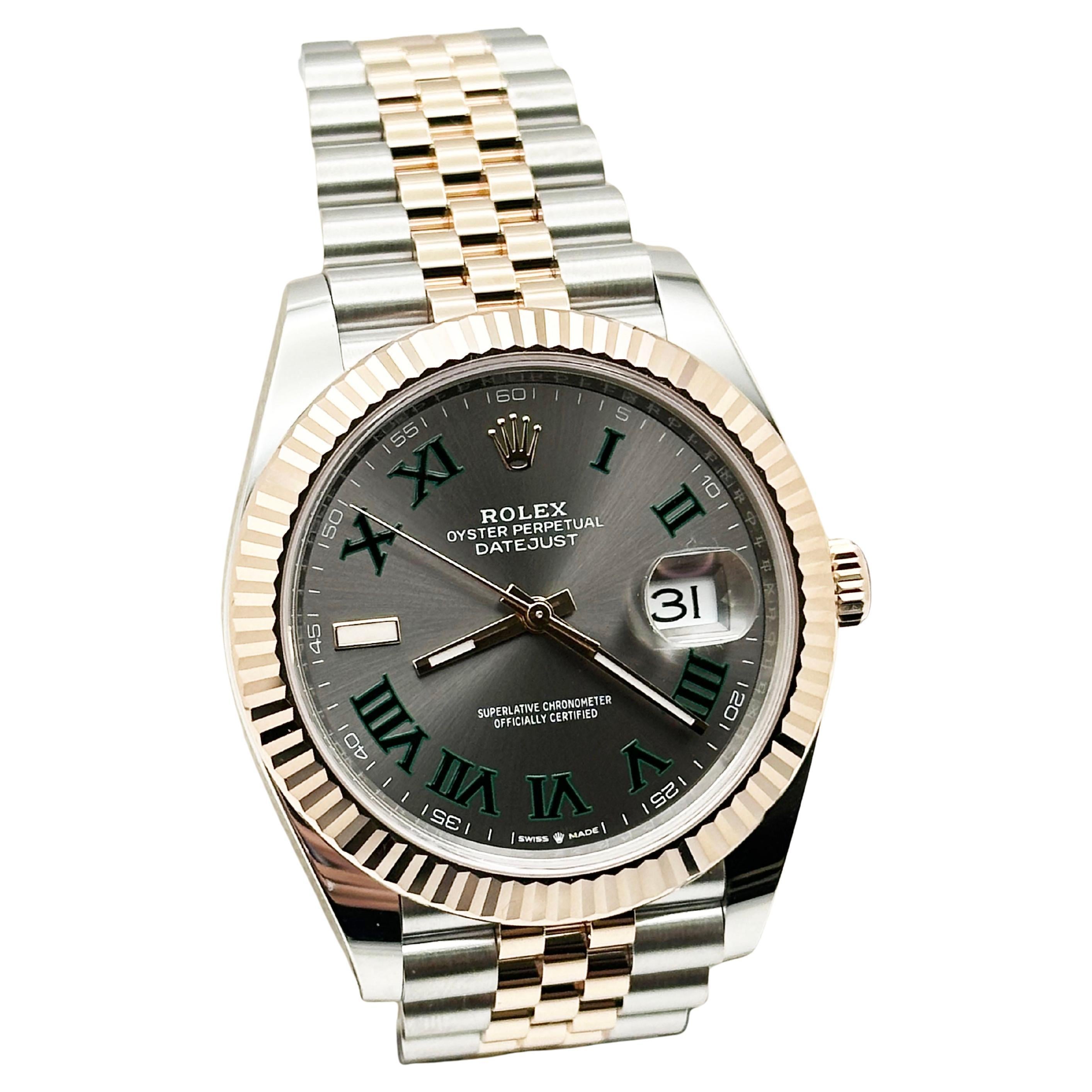 Rolex Datejust 41 126331 Slate Wimbledon Dial 18K Rose Gold Steel Box Paper 2022