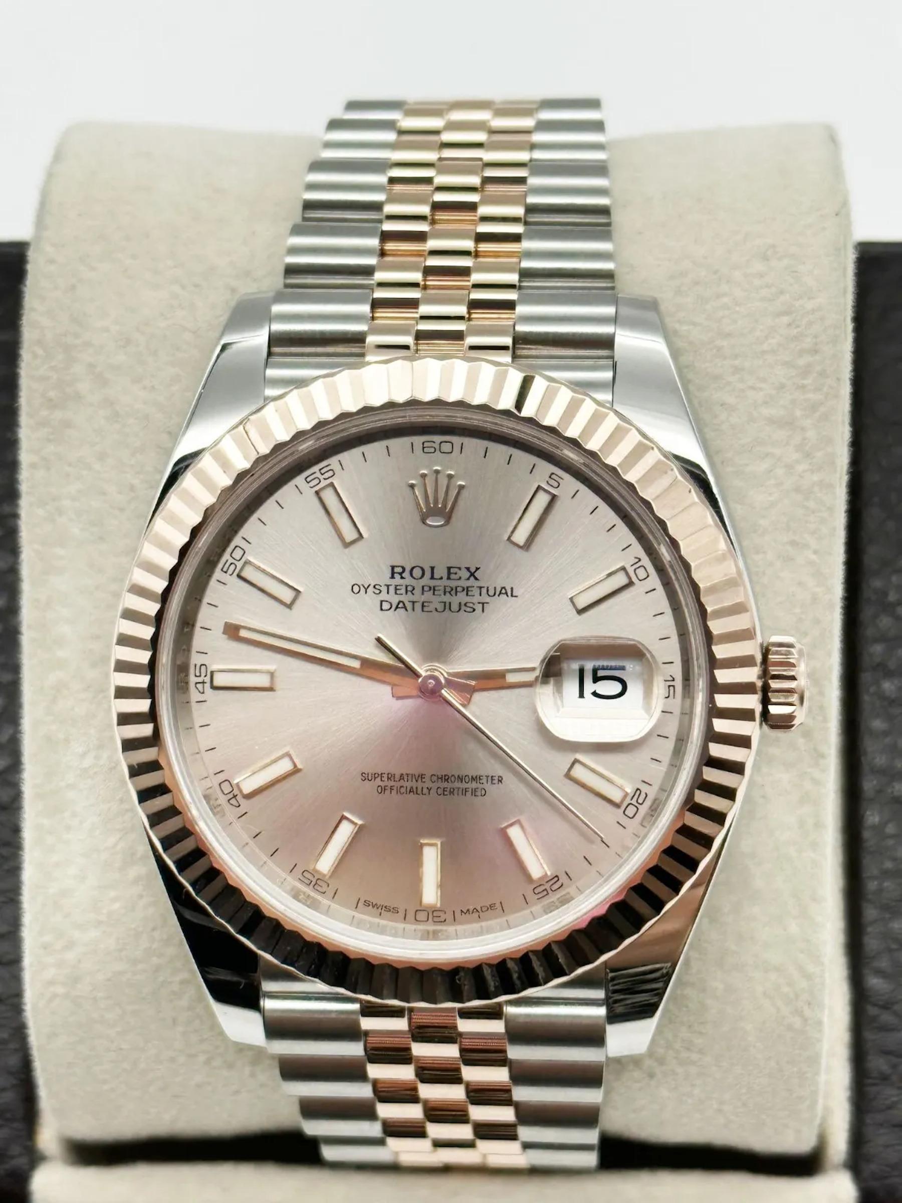 Men's Rolex Datejust 41 126331 Sundust Dial 18K Rose Gold Stainless Box Paper For Sale