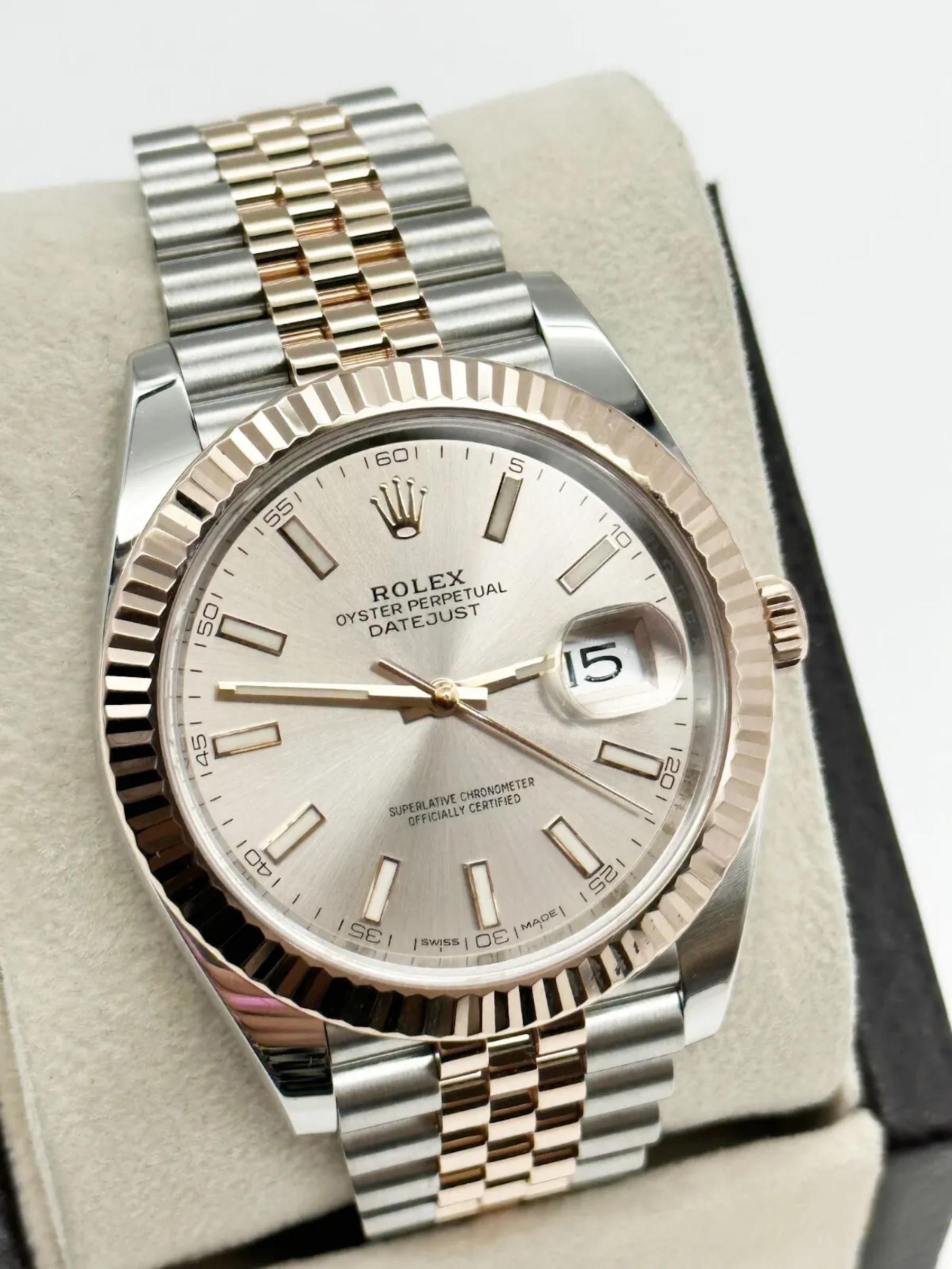 Rolex Datejust 41 126331 Sundust Dial 18K Rose Gold Stainless Box Paper For Sale 1