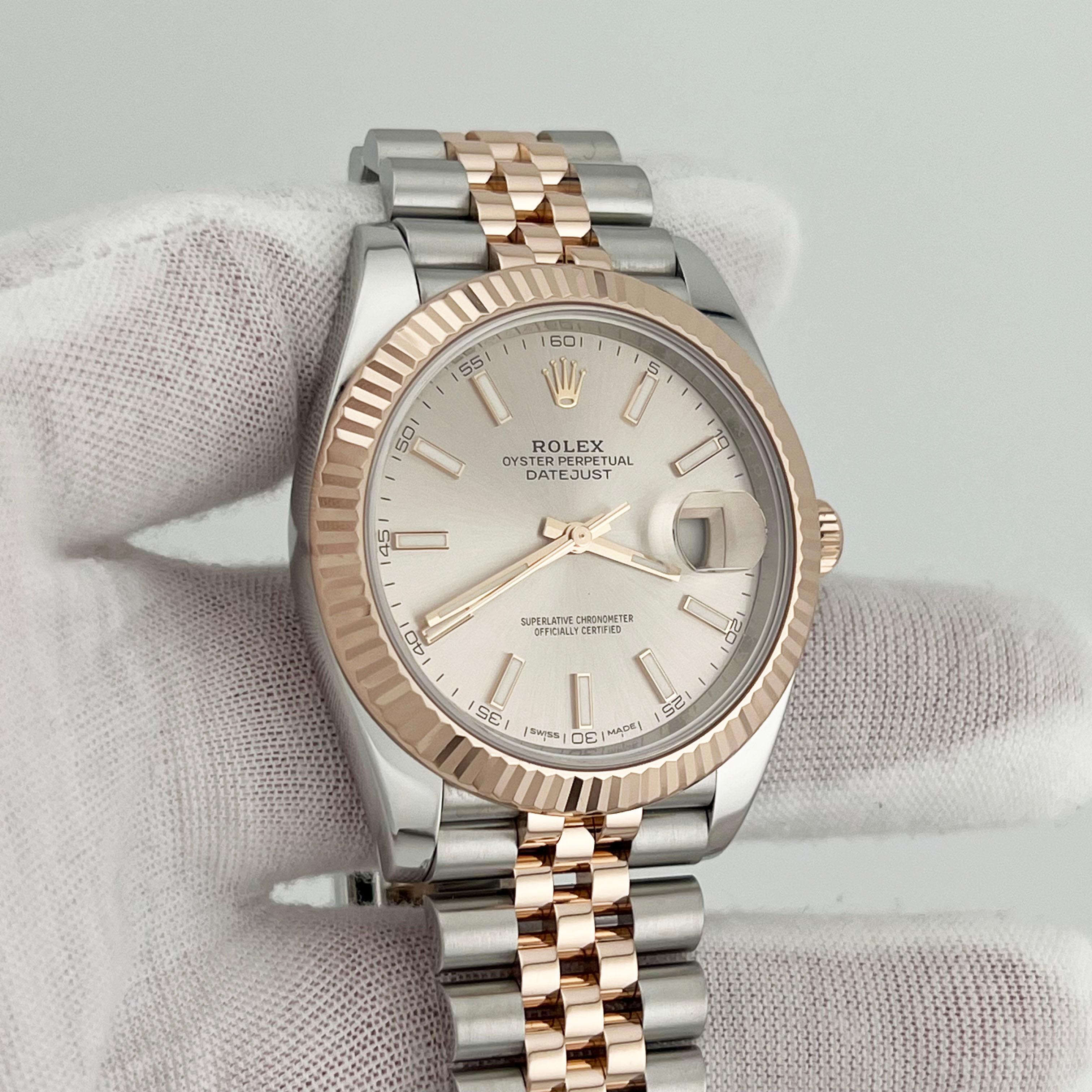 Men's Rolex Datejust 41 126331 Sundust Dial Jubilee 18K Rose Gold Steel Box Paper 2018 For Sale