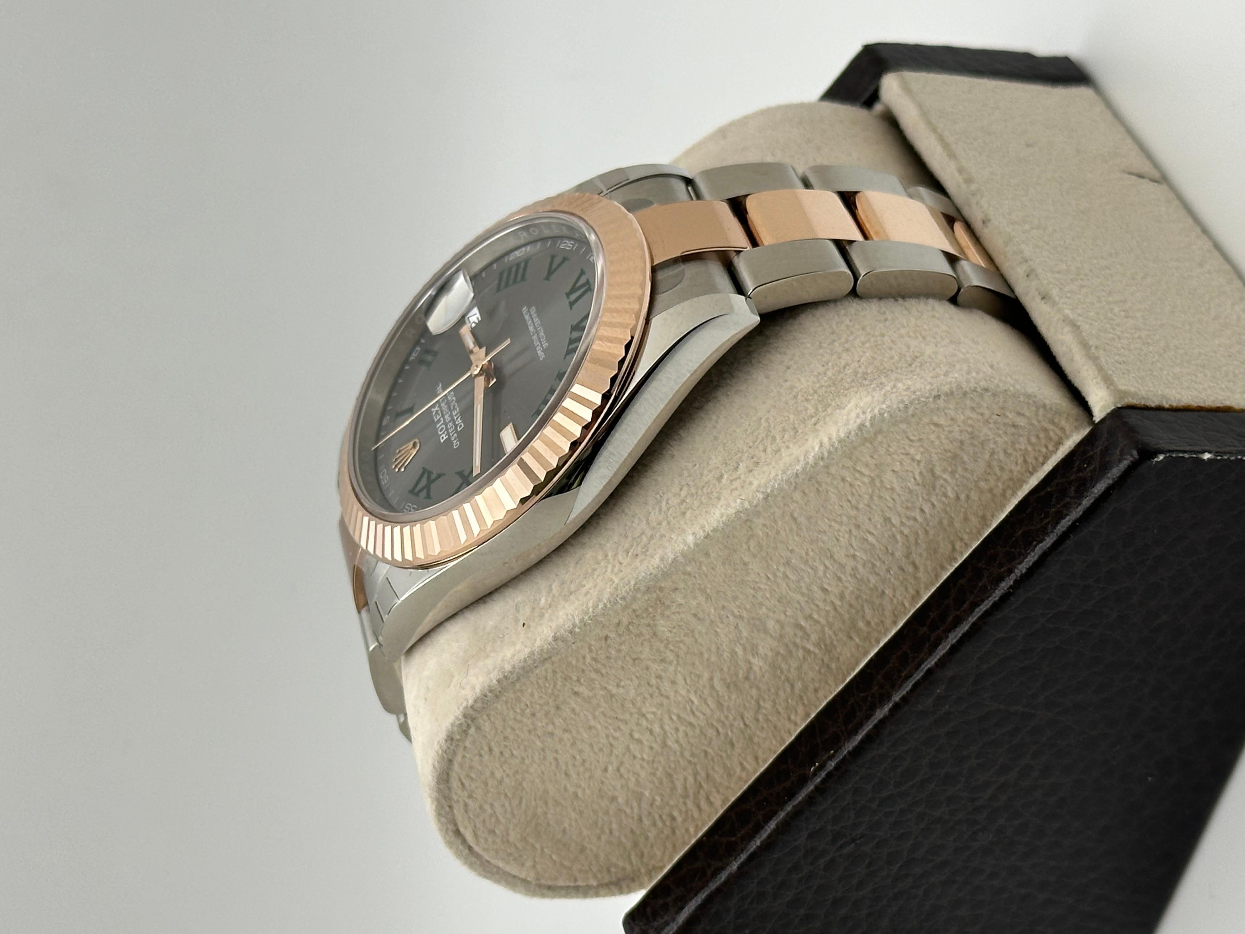 Rolex Datejust 41 126331 Wimbledon or rose 18 carats acier Boîte papier 2023 Pour hommes en vente