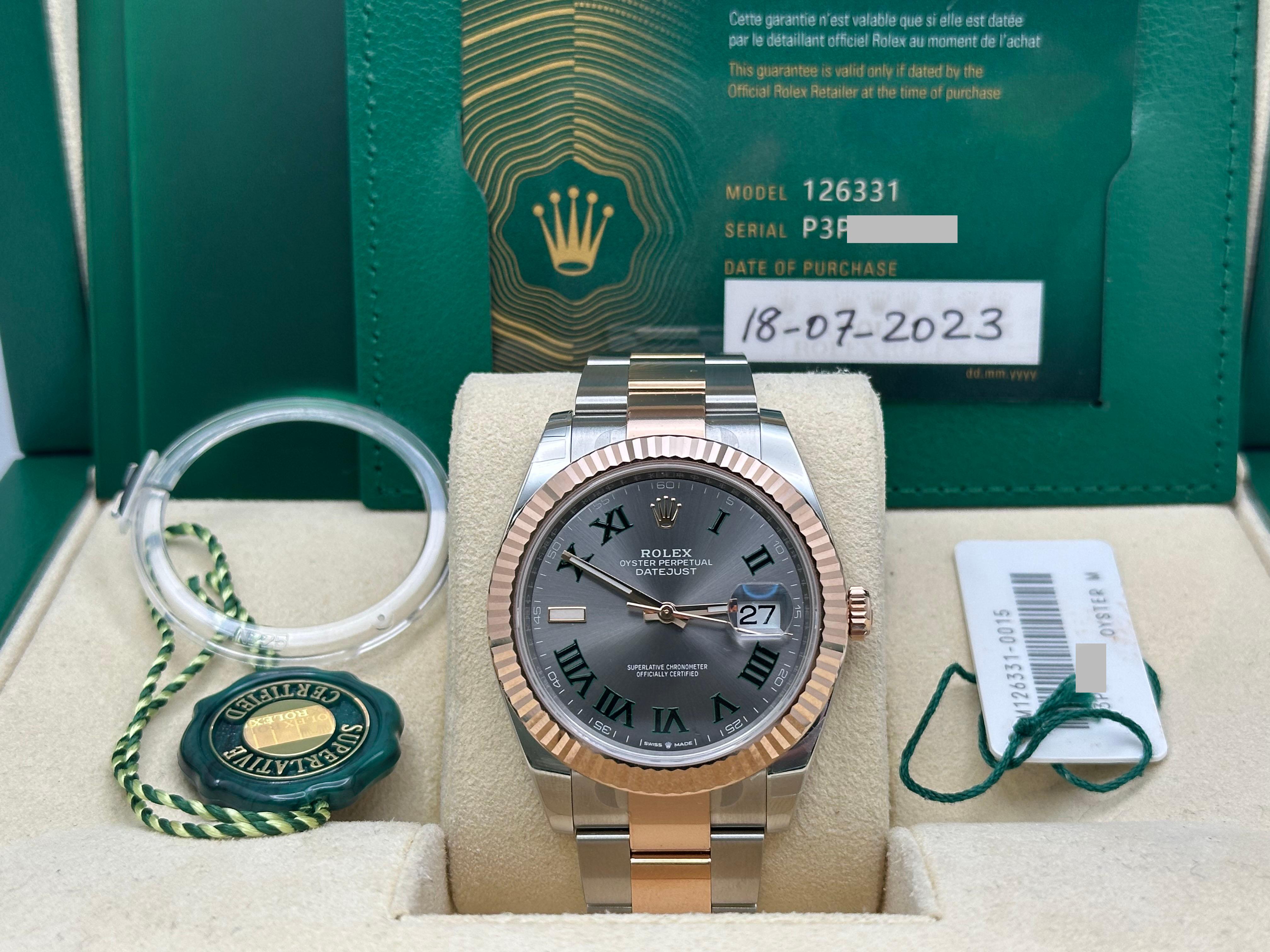 Rolex Datejust 41 126331 Wimbledon or rose 18 carats acier Boîte papier 2023 en vente 4