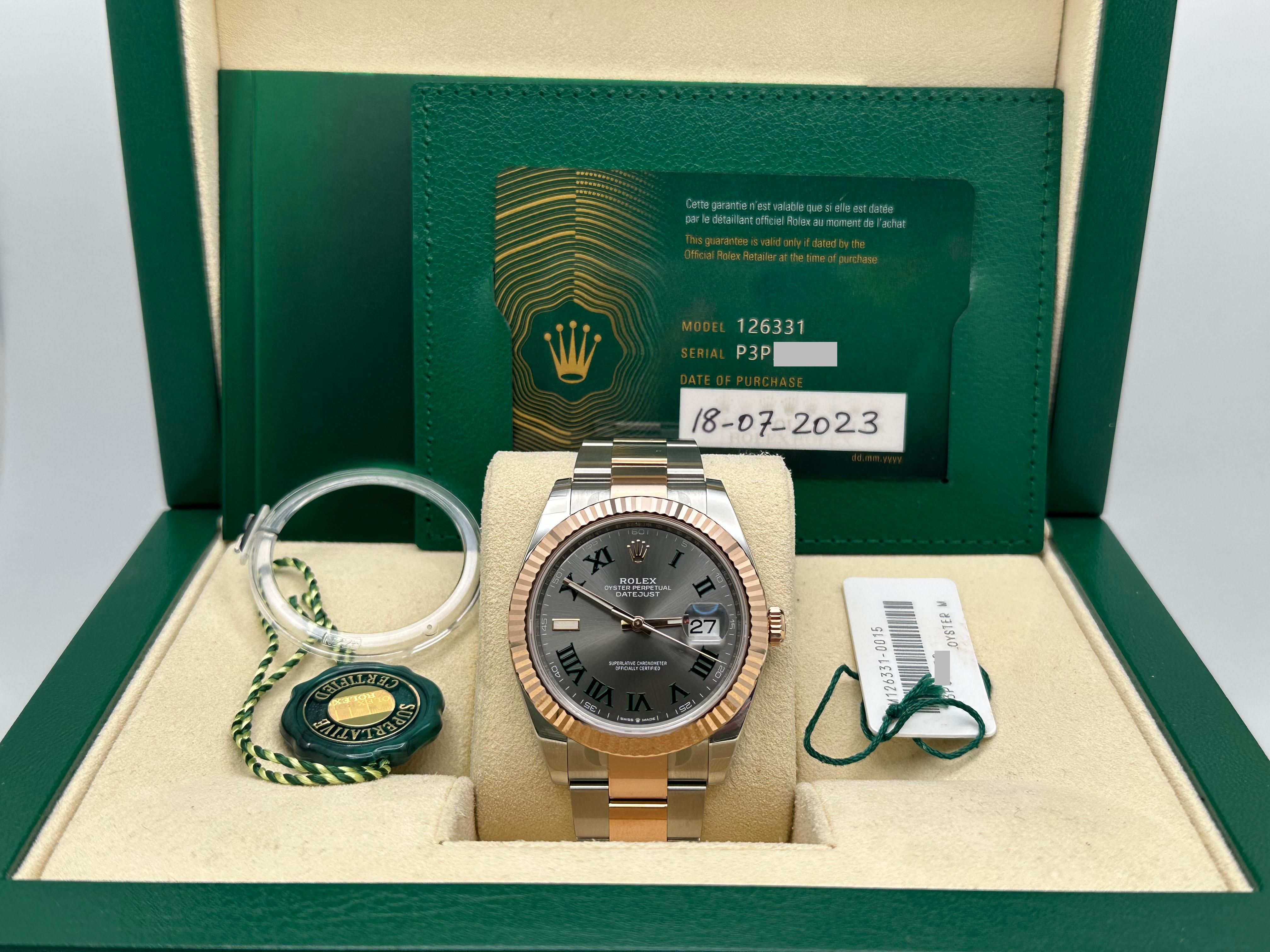 Rolex Datejust 41 126331 Wimbledon or rose 18 carats acier Boîte papier 2023 en vente 5