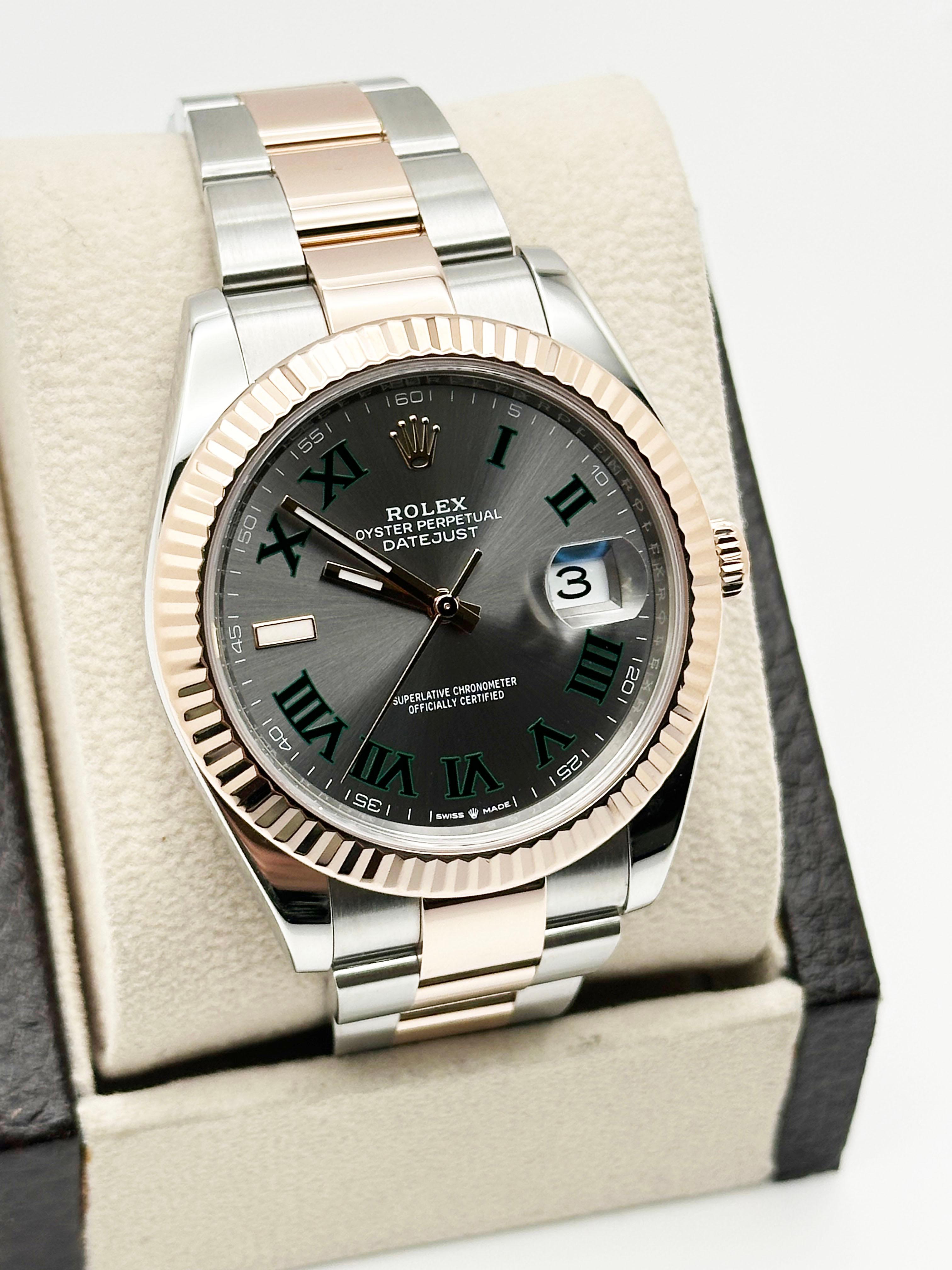 Numero di stile: 126331



Seriale: E7686***

 

Model: Rolex Datejust 41

 

Materiale della cassa: Acciaio inossidabile 

 

Fascia: oro rosa 18 carati e acciaio inossidabile 

  

Lunetta: lunetta scanalata in oro rosa 18 carati 

  

Quadrante:
