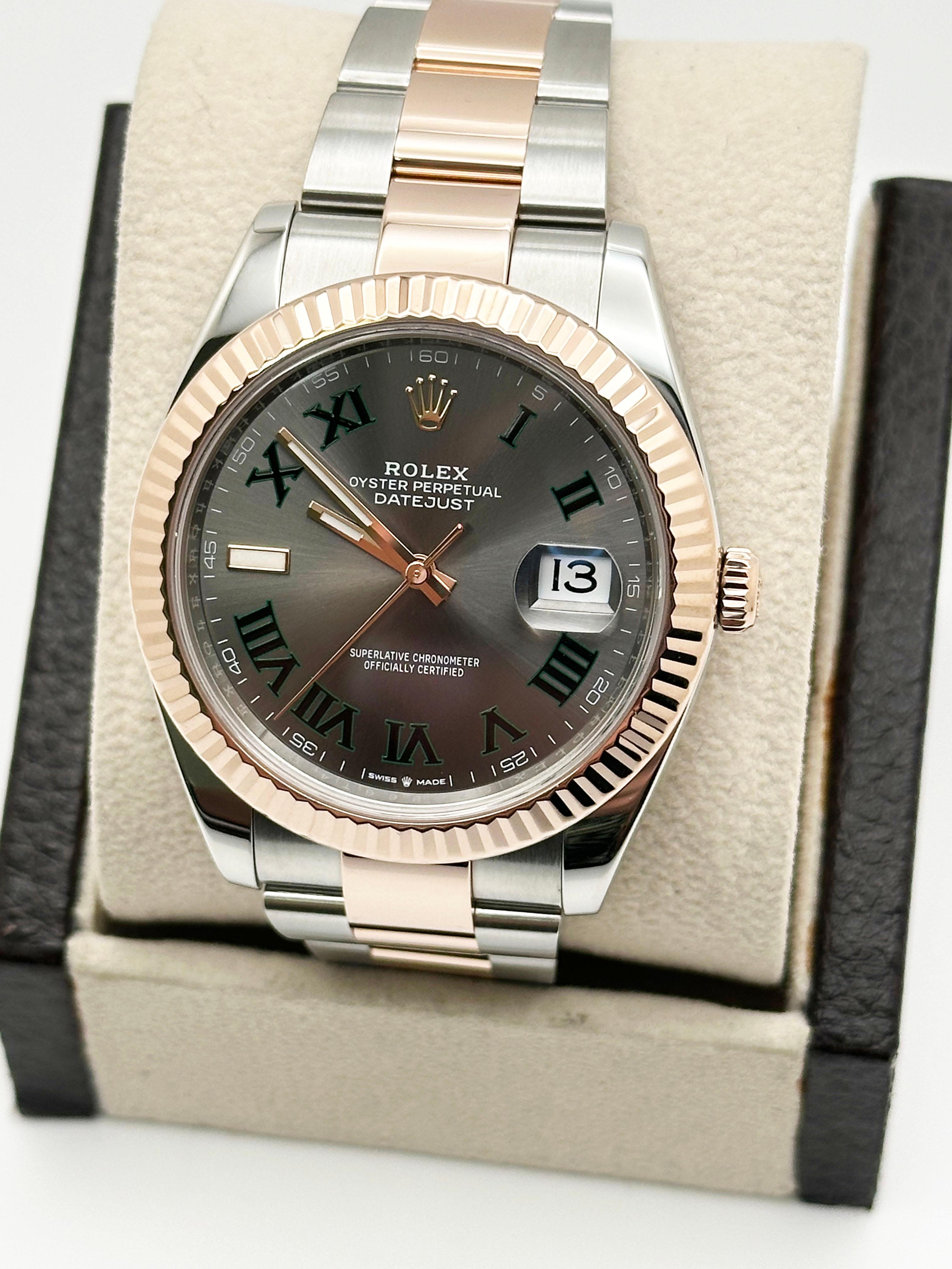 Rolex Datejust 41 126331 Quadrante Wimbledon Oro rosa 18 carati Acciaio inossidabile Scatola In condizioni ottime in vendita a San Diego, CA