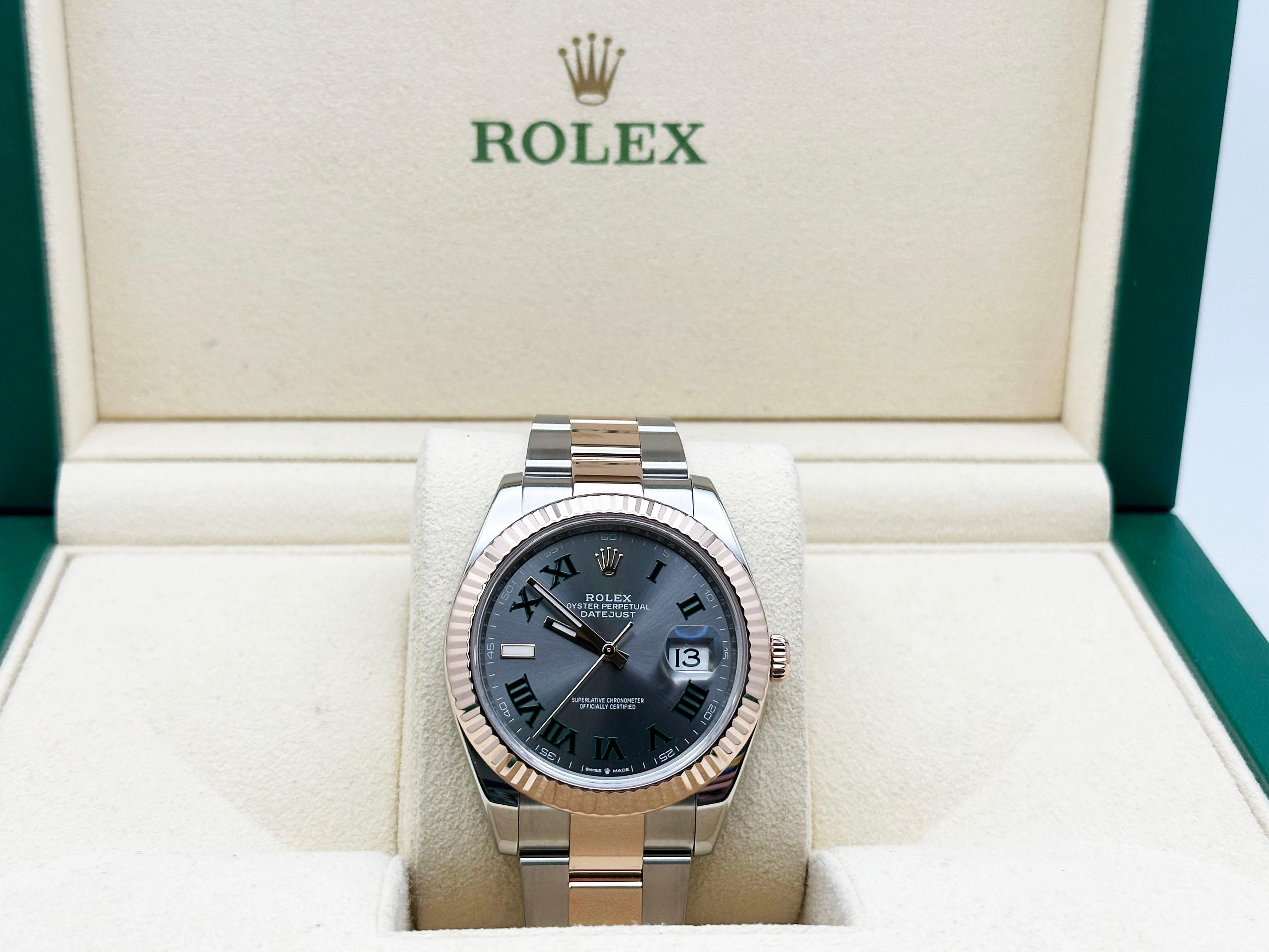 Uomo Rolex Datejust 41 126331 Quadrante Wimbledon Oro rosa 18 carati Acciaio inossidabile Scatola in vendita