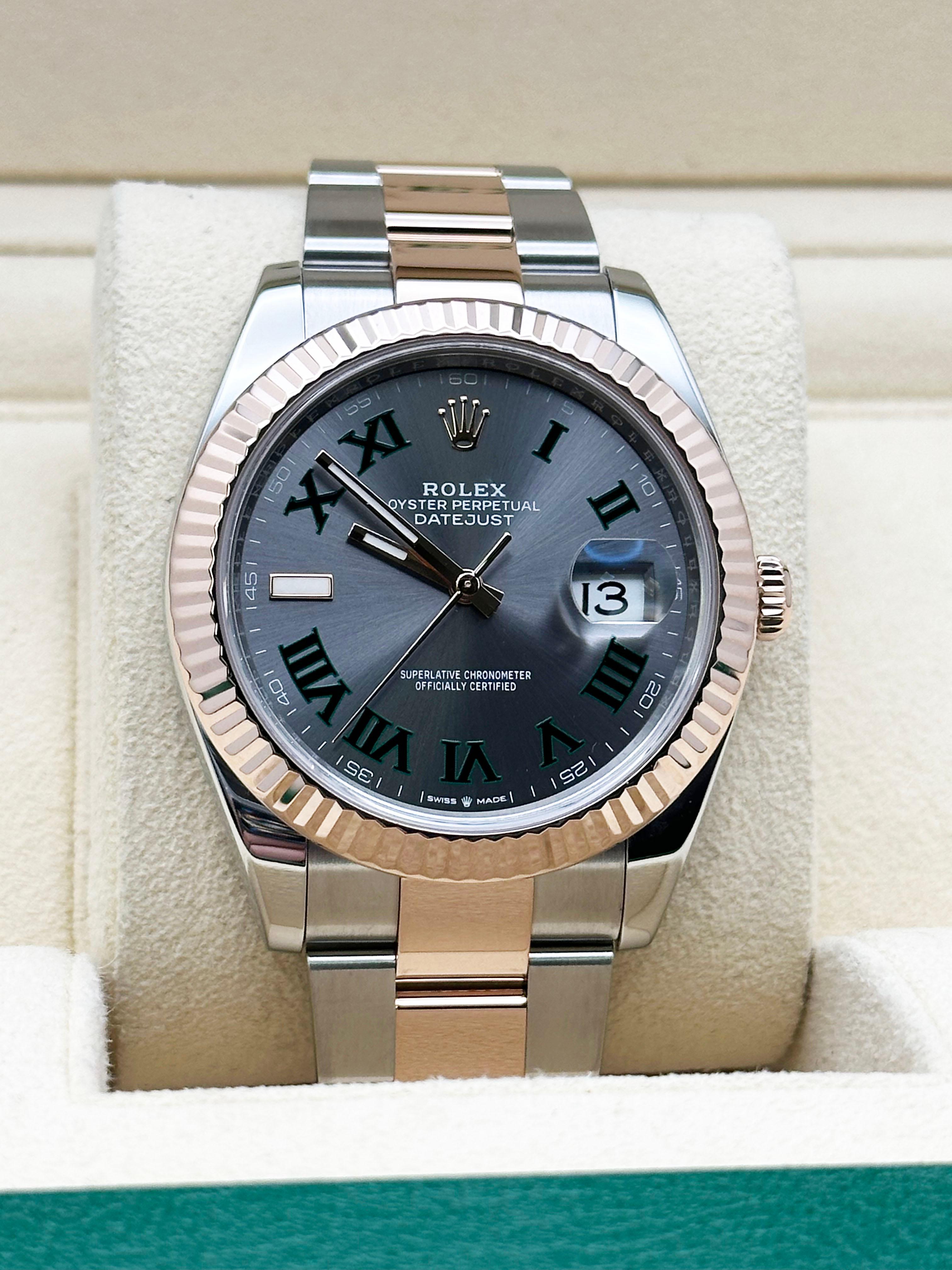 Rolex Datejust 41 126331 Quadrante Wimbledon Oro rosa 18 carati Acciaio inossidabile Scatola in vendita 1