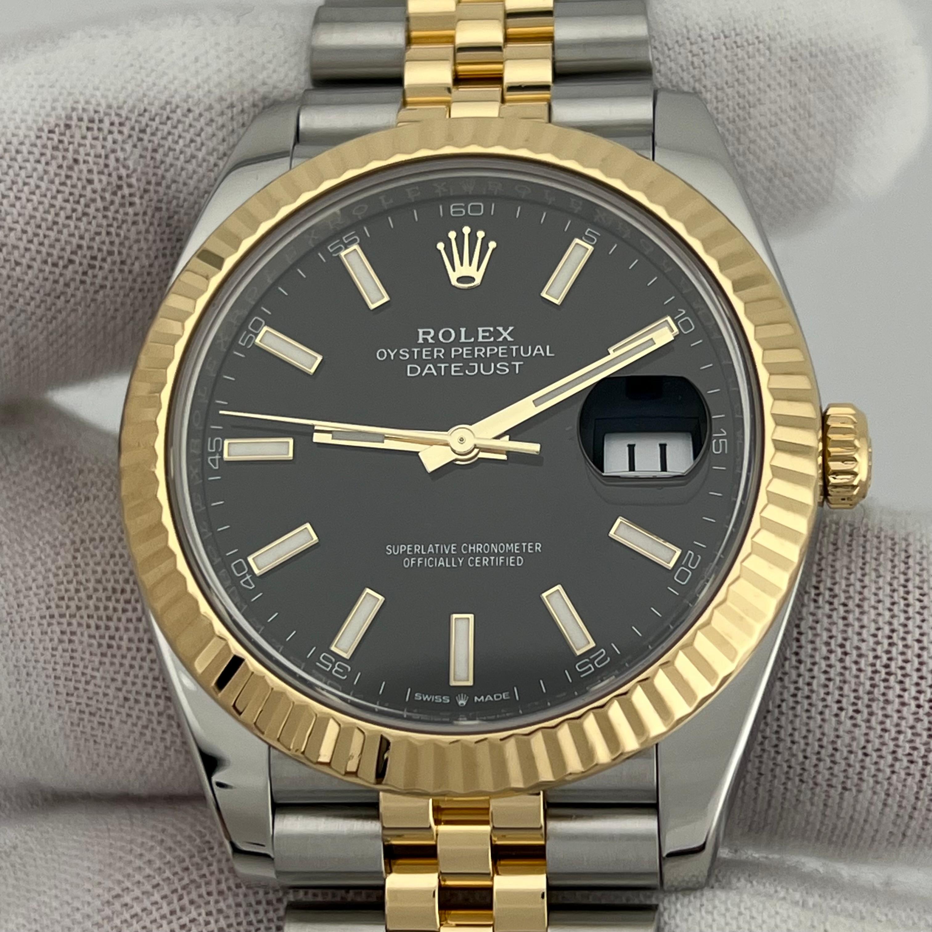 Men's Rolex Datejust 41 126333 Black Dial 18K Yellow Gold Stainless Box Paper 2021