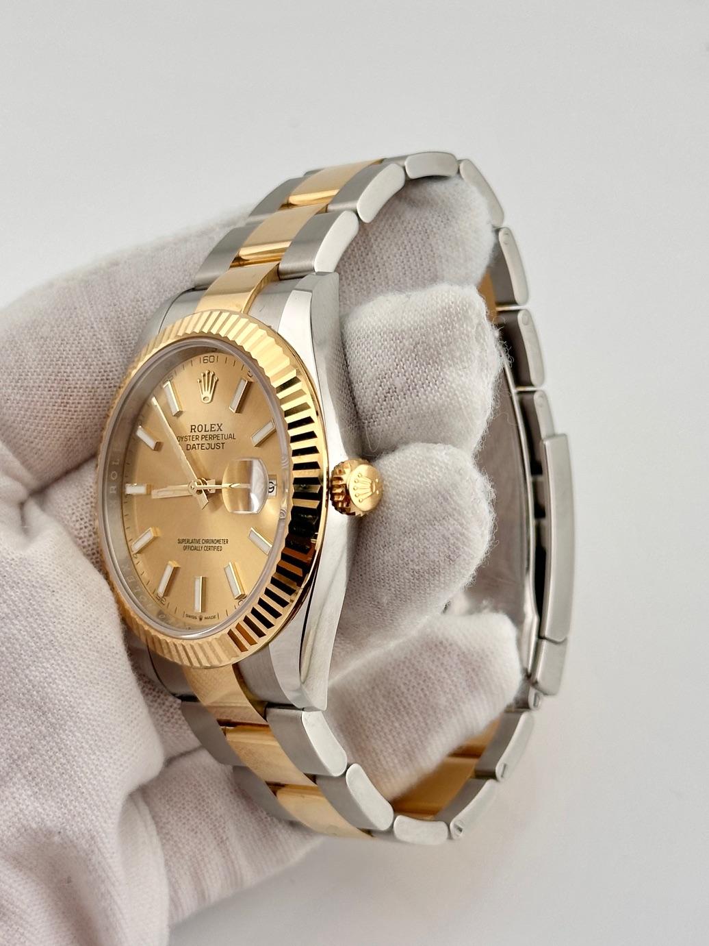 Rolex Datejust 41 126333 Champagne Dial 18K Gold Stainless Steel Box Papers 2022 en vente 1
