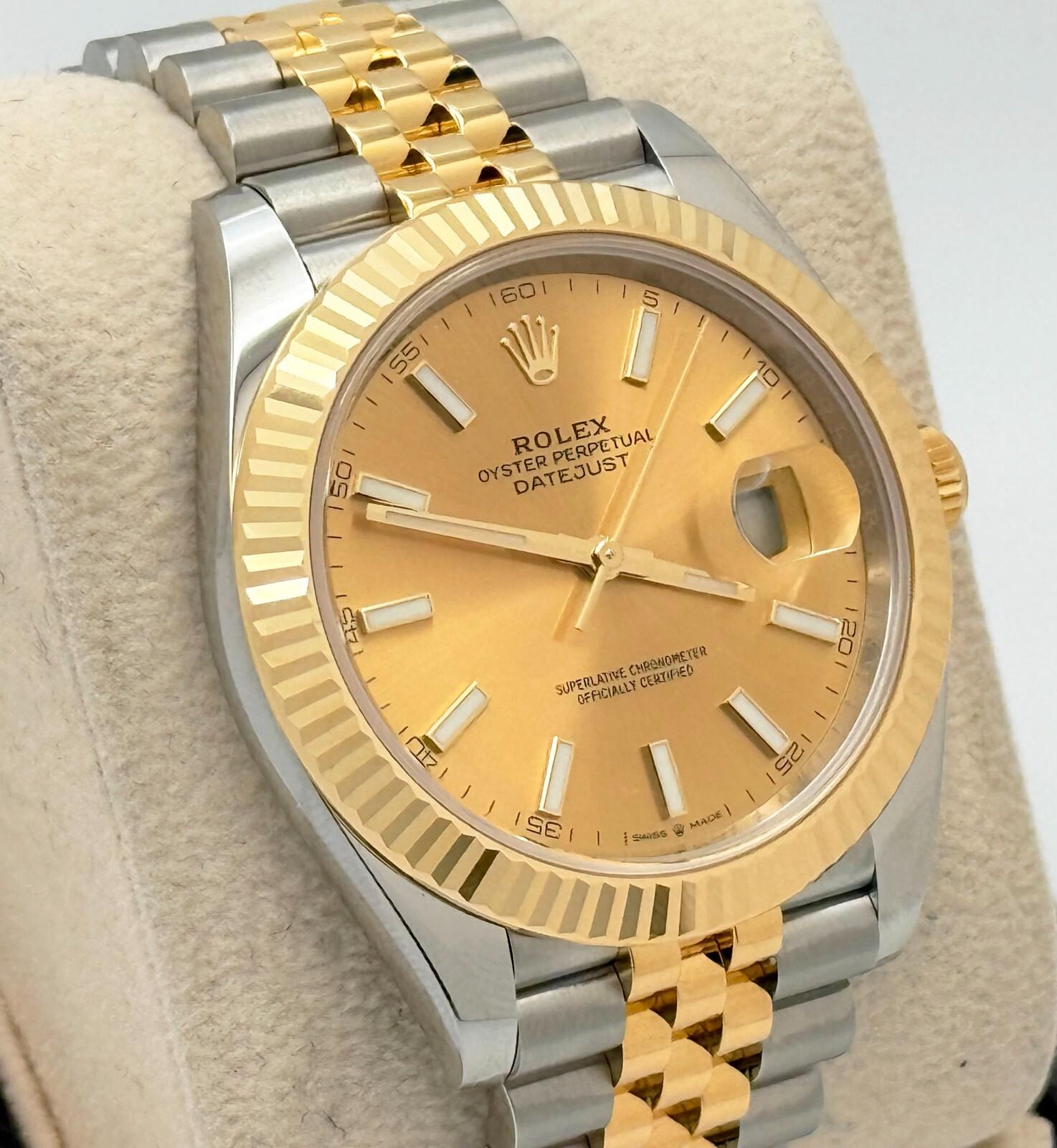 De los hombres Rolex Datejust 41 126333 Esfera Champán Oro Amarillo 18K Caja Acero Papel 2023