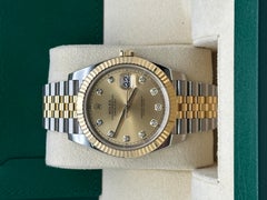 Rolex Datejust 41 126333 Champagne Diamond Dial 18K Yellow Gold Steel Box Paper