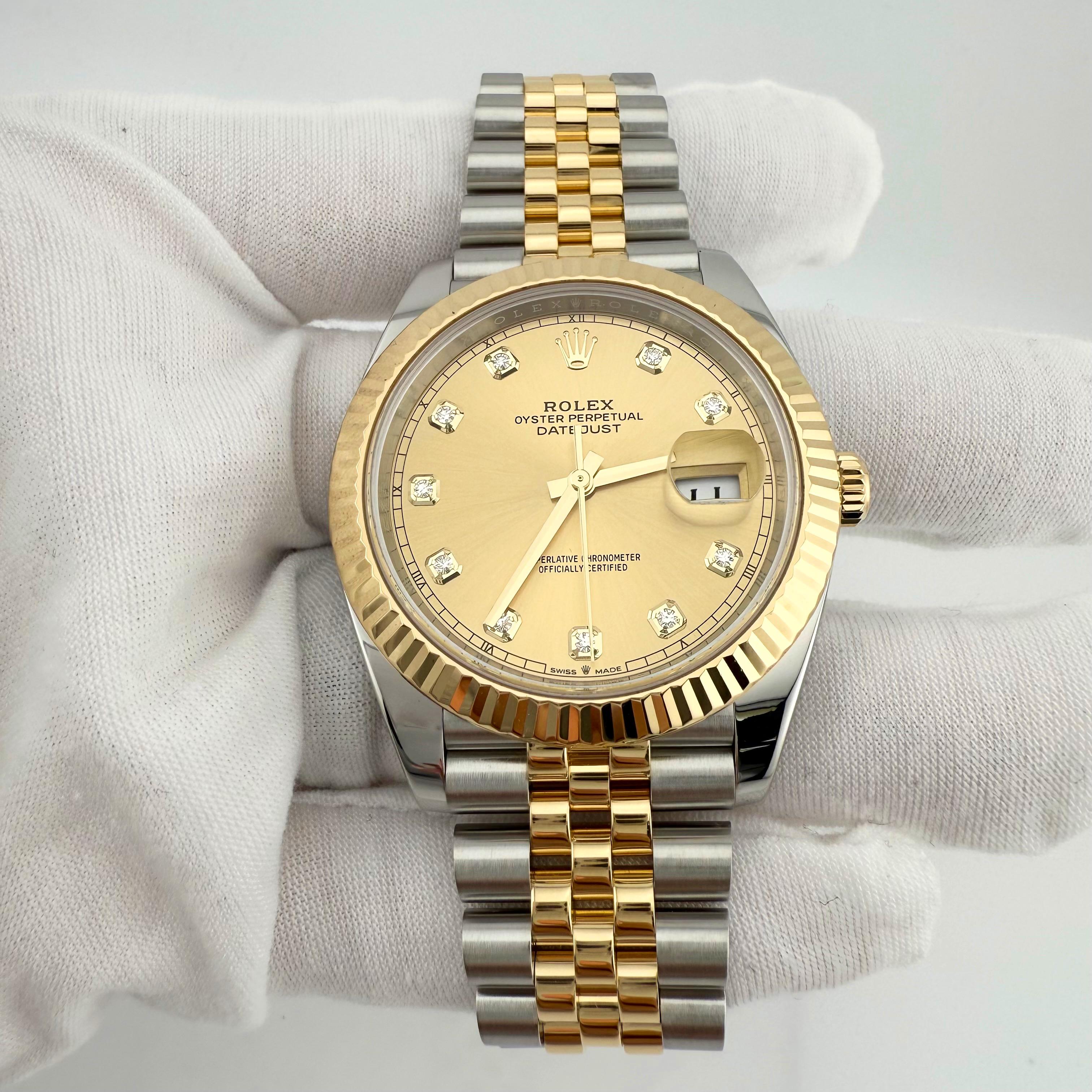 Rolex Datejust 41 126333 Champagne Diamond Dial Steel 18K Yellow Gold 2022 For Sale 7