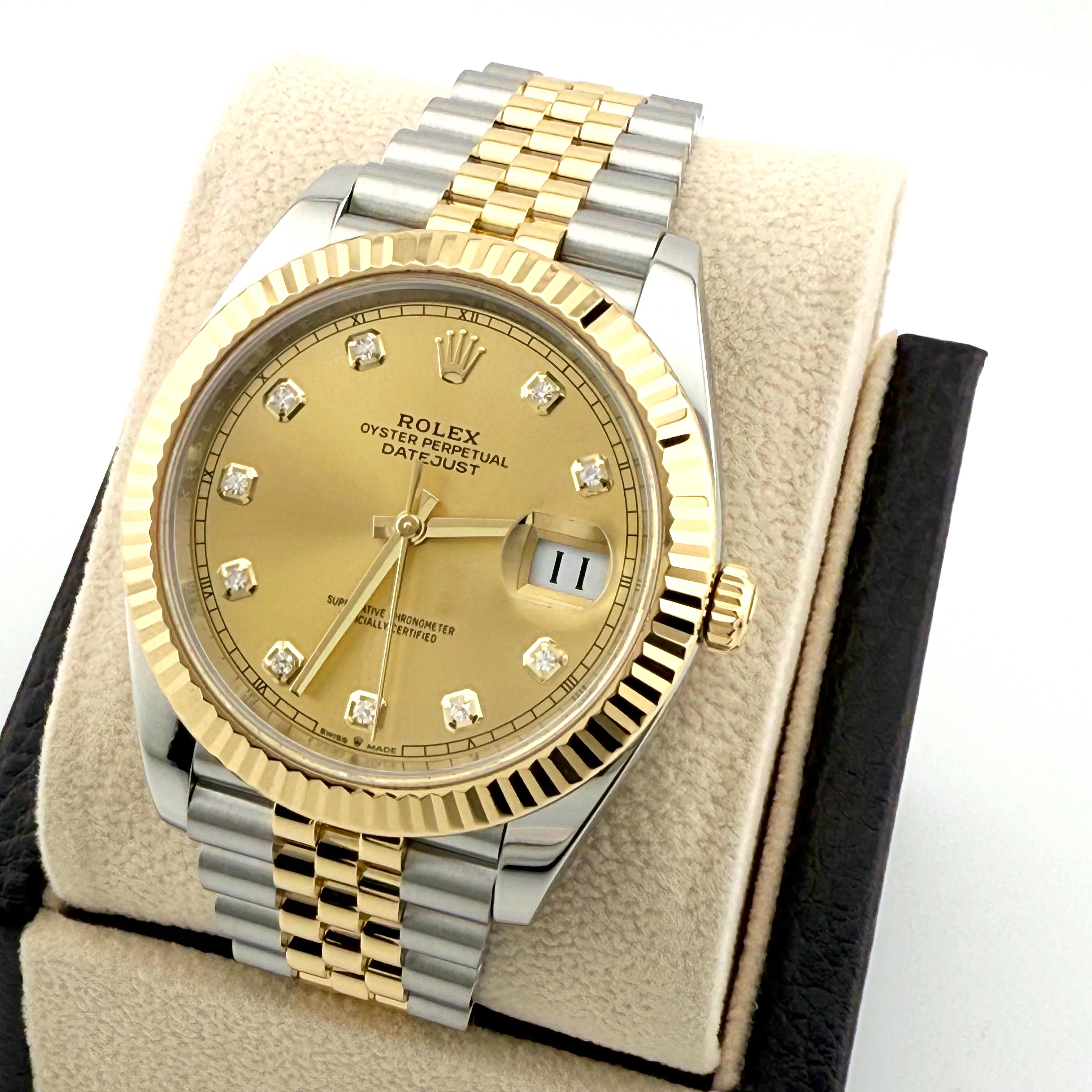 Rolex Datejust 41 126333 Champagne Diamond Dial Steel 18K Yellow Gold 2022 For Sale 2
