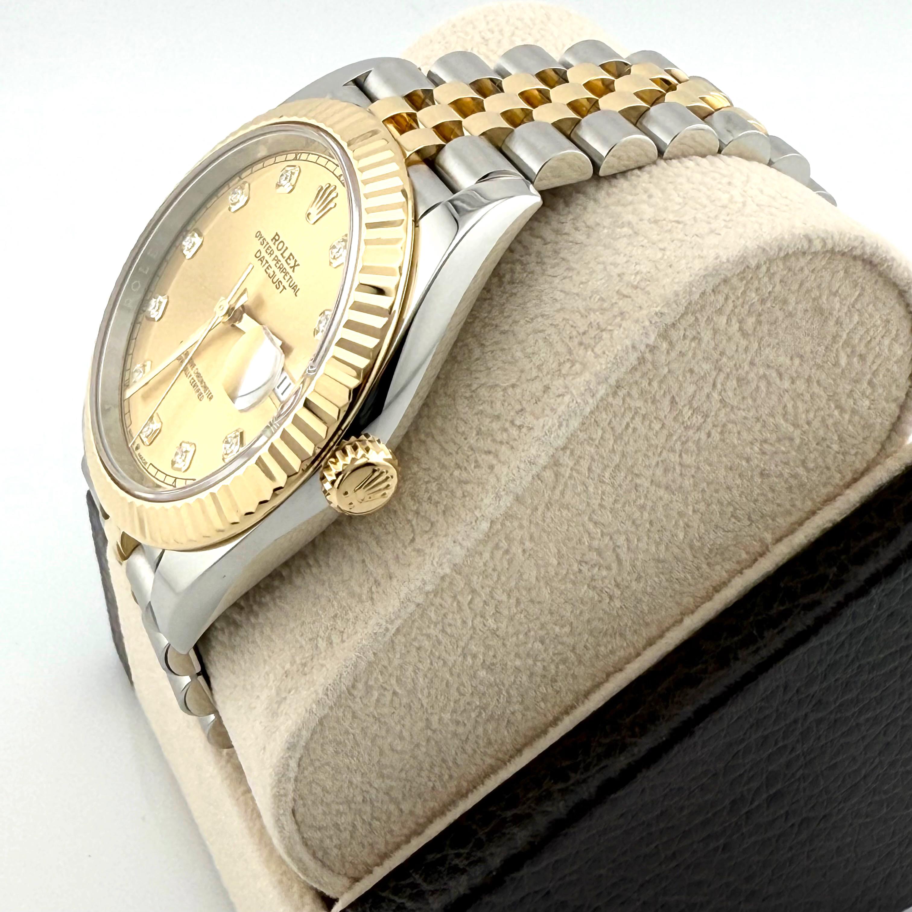 Rolex Datejust 41 126333 Champagne Diamond Dial Steel 18K Yellow Gold 2022 For Sale 3