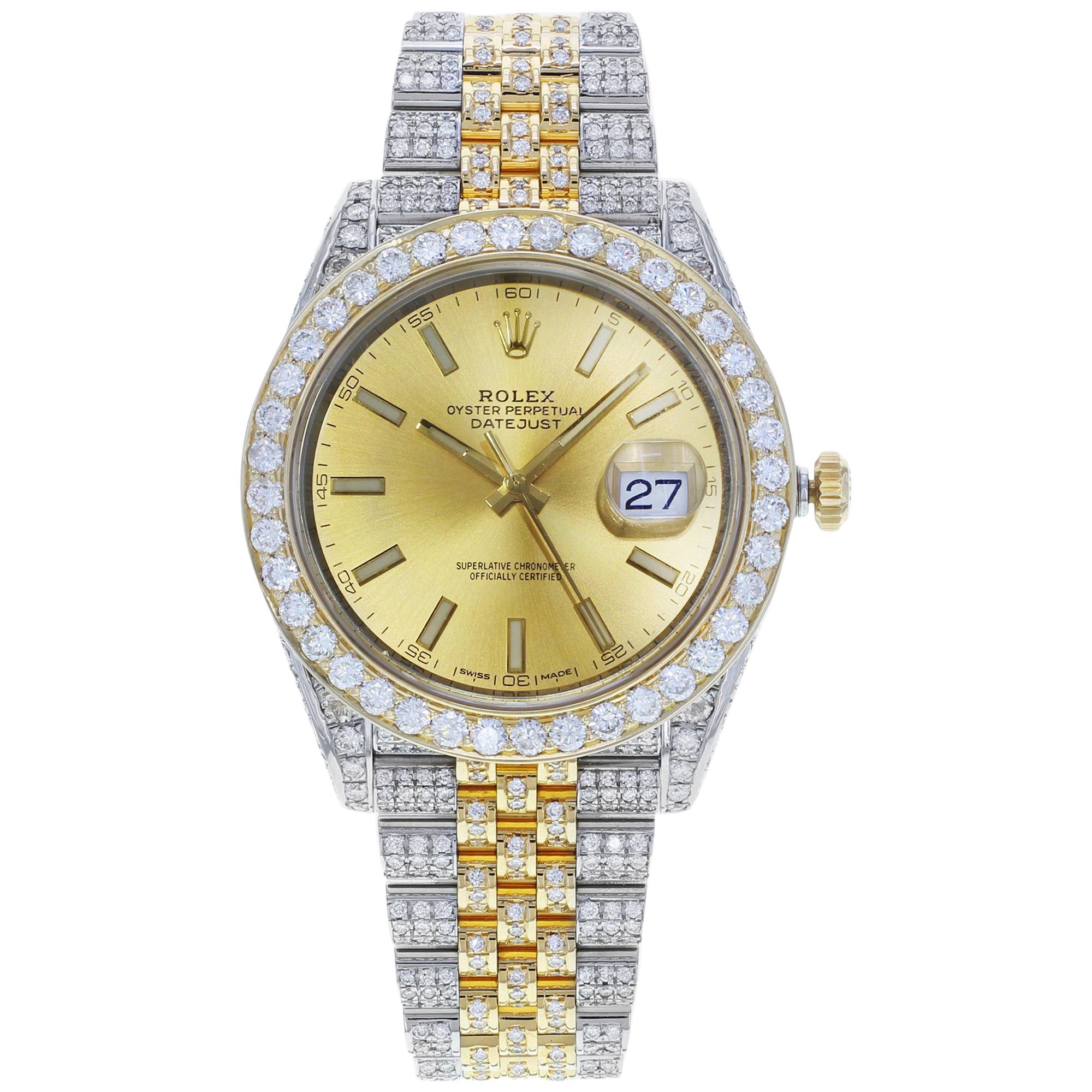 Rolex Datejust 41 126333 Custom Diamonds 17 Carat Steel Yellow Gold Men’s Watch