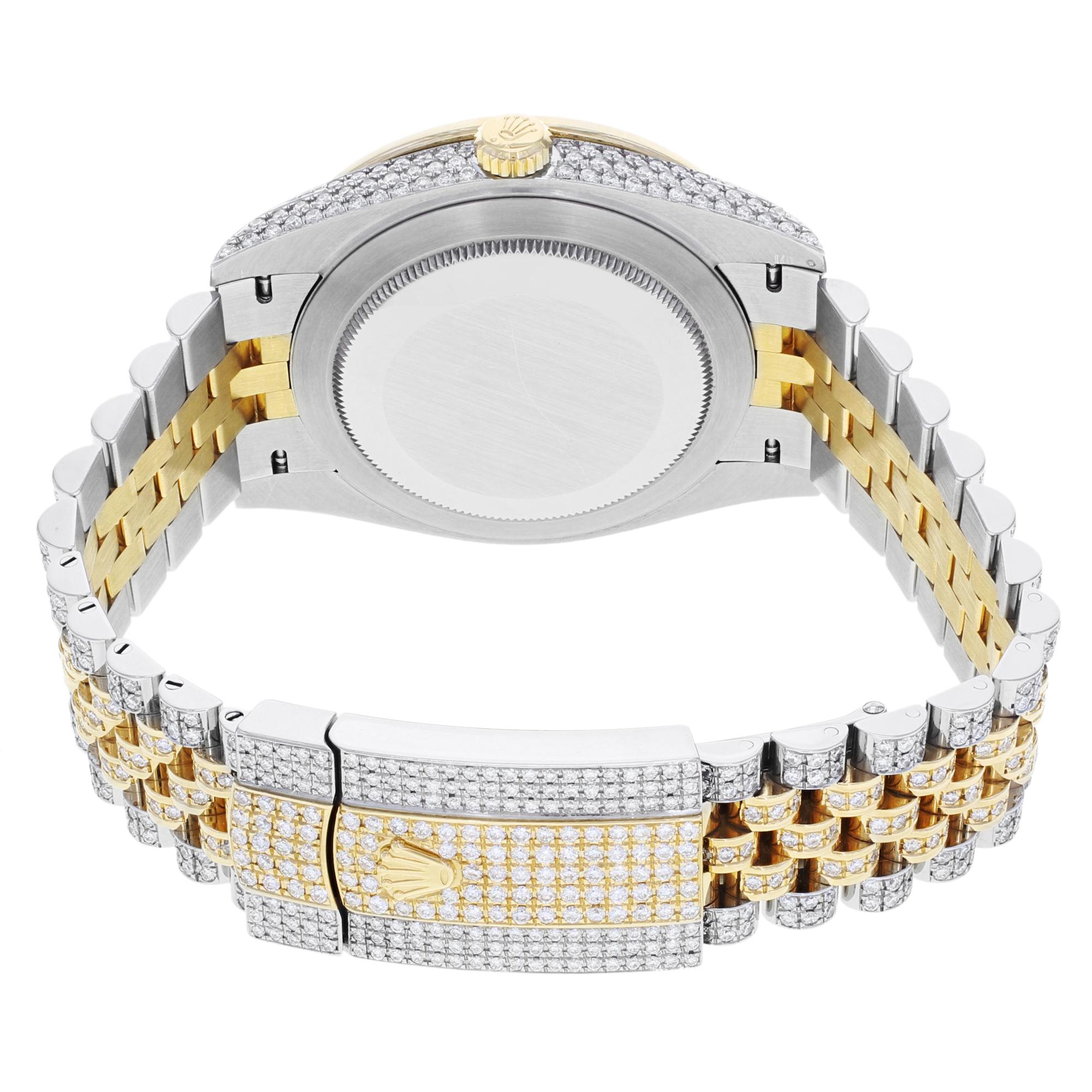 Rolex Datejust 41 126333 Custom Diamonds 17 Carat Steel Yellow Gold Men’s Watch In Excellent Condition In New York, NY