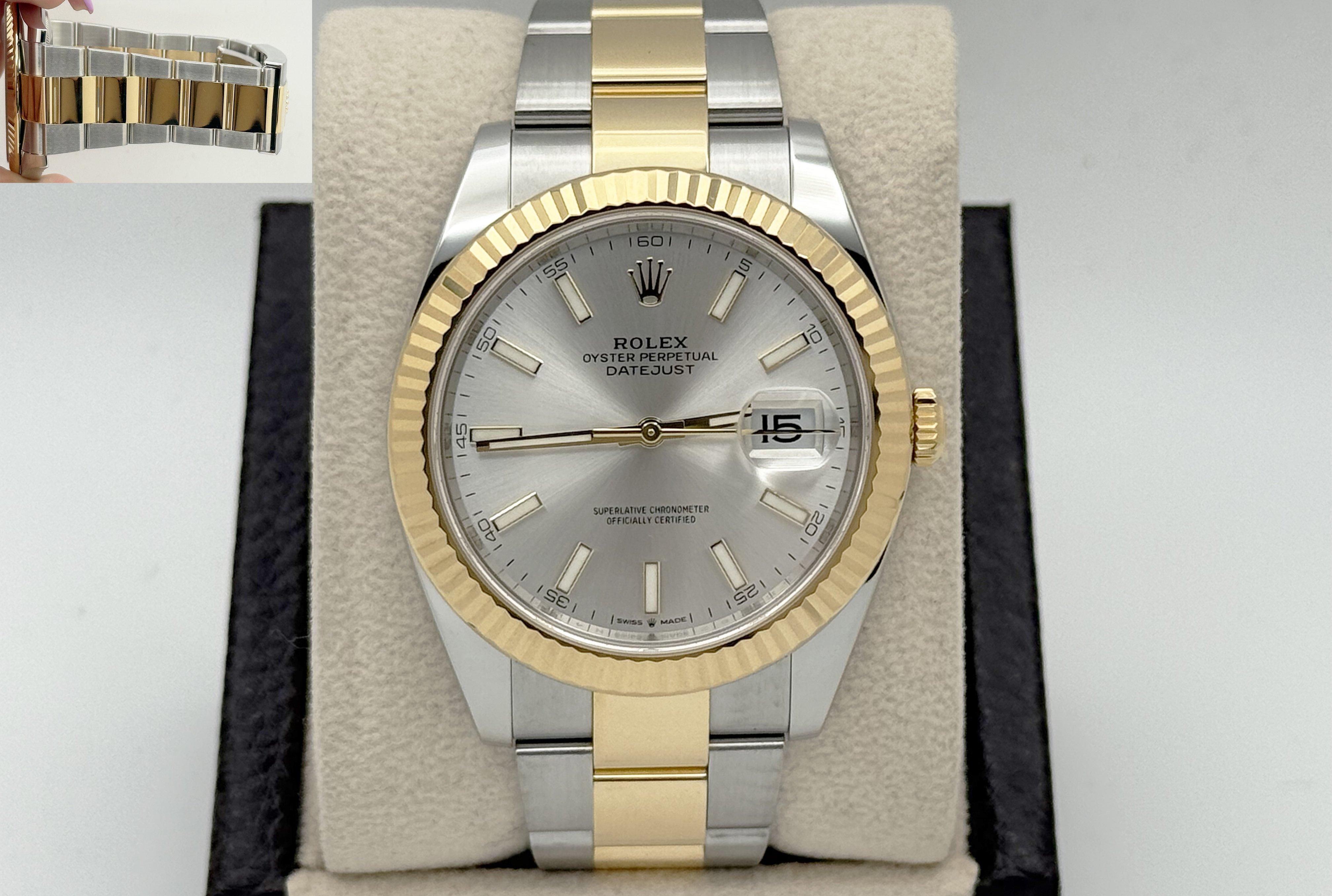 Rolex Datejust 41 126333 Silver Dial 18K Yellow Gold Stainless Box Paper 2023 in vendita 4