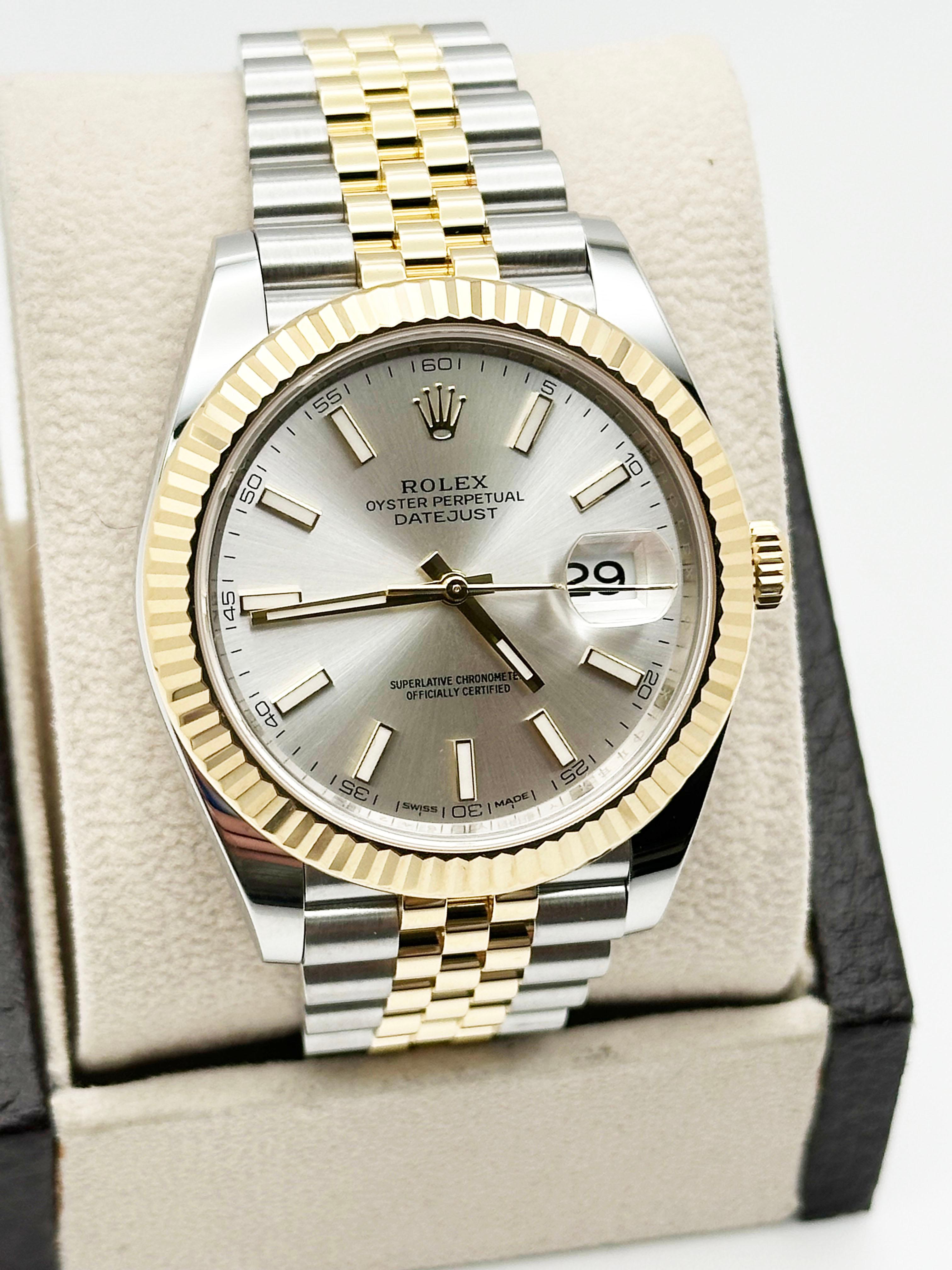 Rolex Datejust 41 126333 Silver Dial 18K Yellow Gold Stainless Steel Box Booklet
