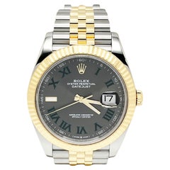 Used Rolex Datejust 41 126333 Slate Wimbledon Dial 18K Gold & Stainless Box Paper