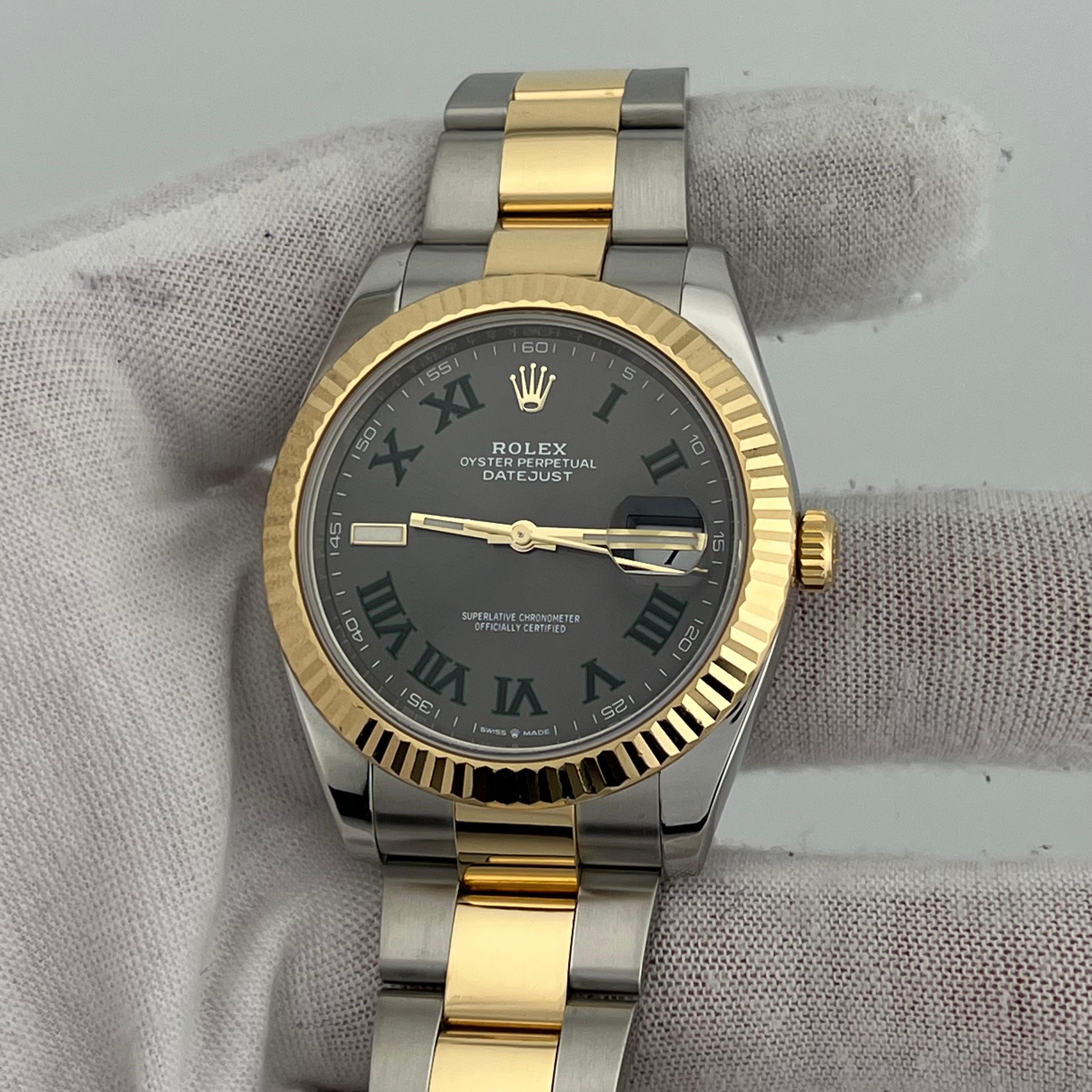 Rolex Datejust 41 126333 Slate Wimbledon Dial 18K Yellow Gold Steel Box Paper 1