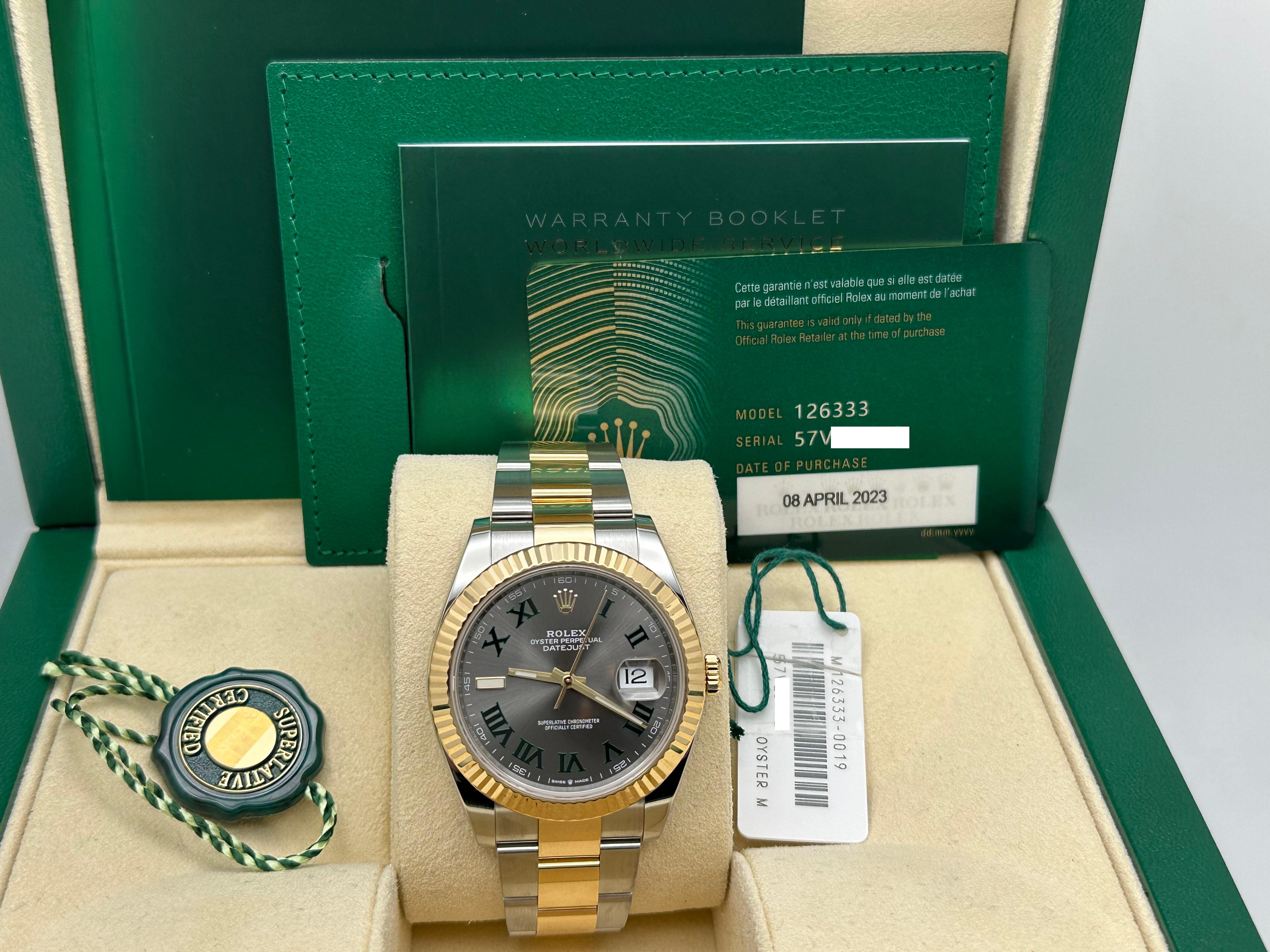 Rolex Datejust 41 126333 Wimbledon 18K Yellow Gold Stainless Box Paper 2023 For Sale 3