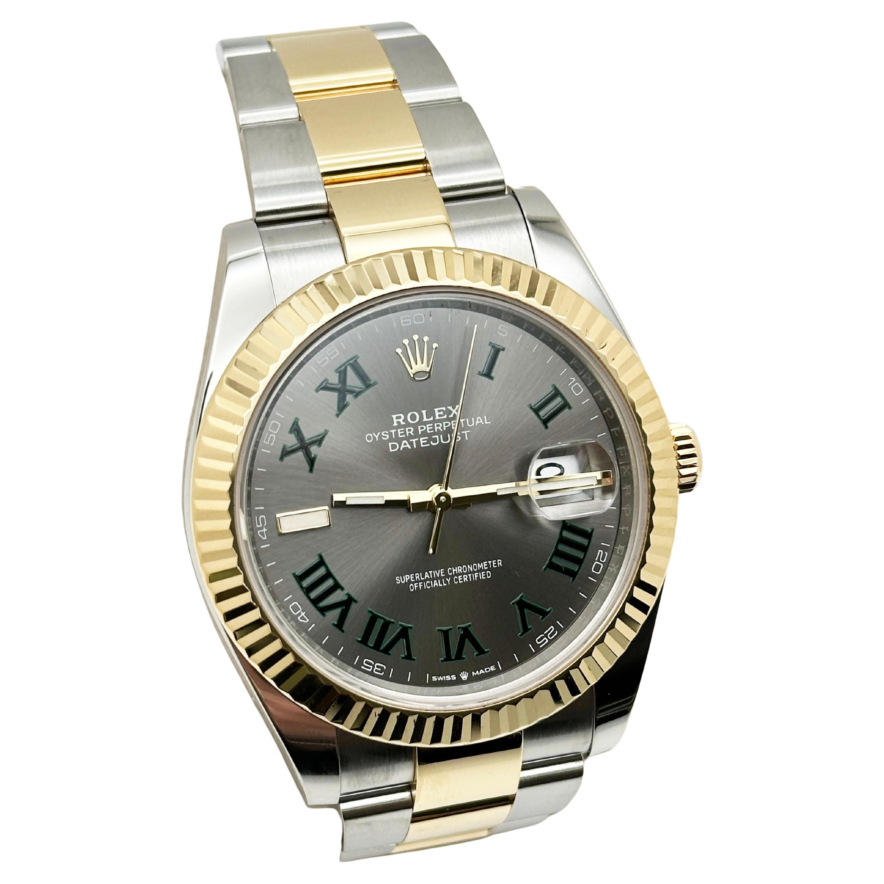 Rolex Datejust 41 126333 Wimbledon or jaune 18 carats inoxydable Boîte papier 2023