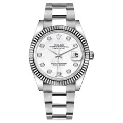 Rolex Datejust 41 126334 18K Fluted Mother of Pearl Diamond Dial Box Papers