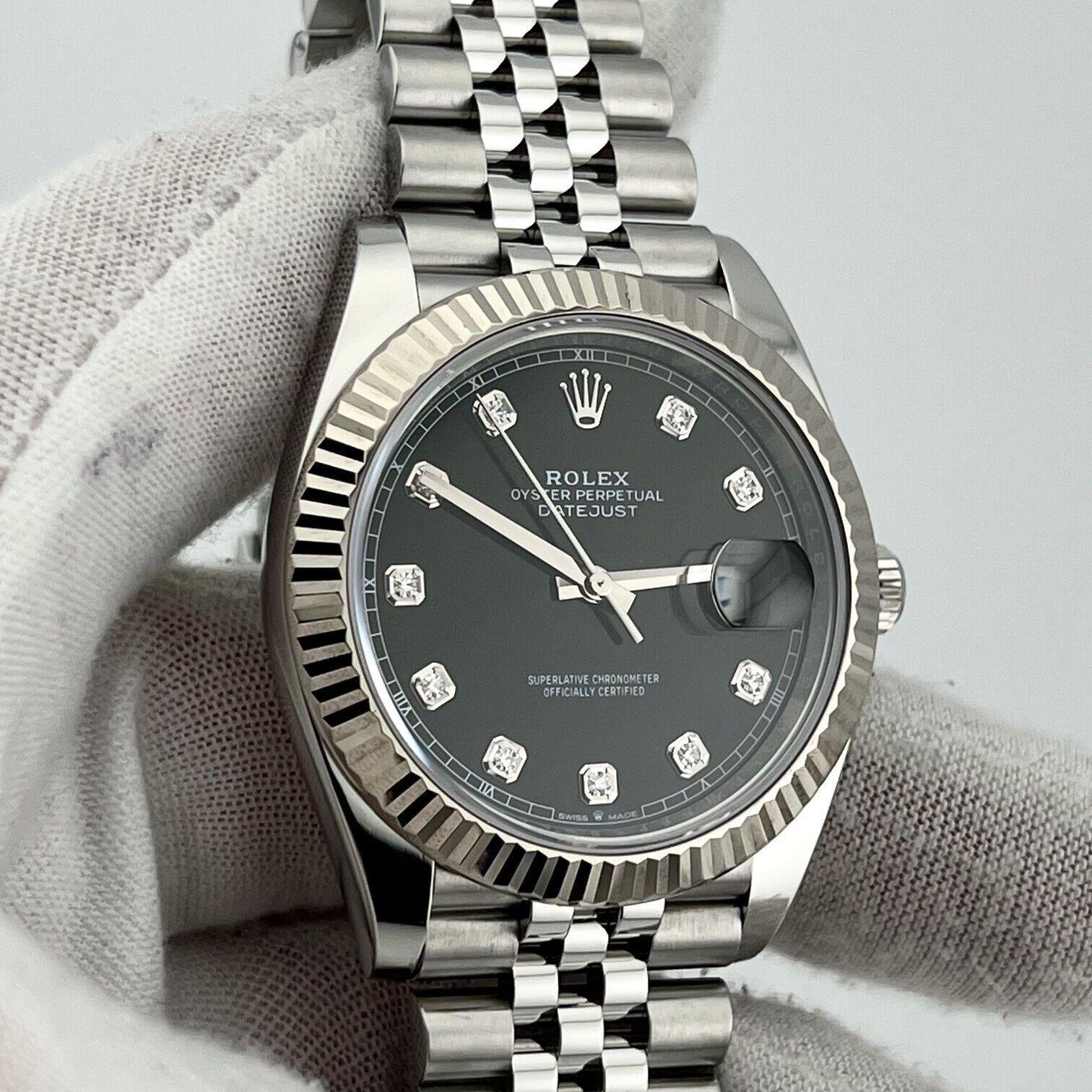 Rolex Datejust 41 126334 Black Diamond Dial 18K Gold Bezel Steel Box Paper 2023 For Sale 1