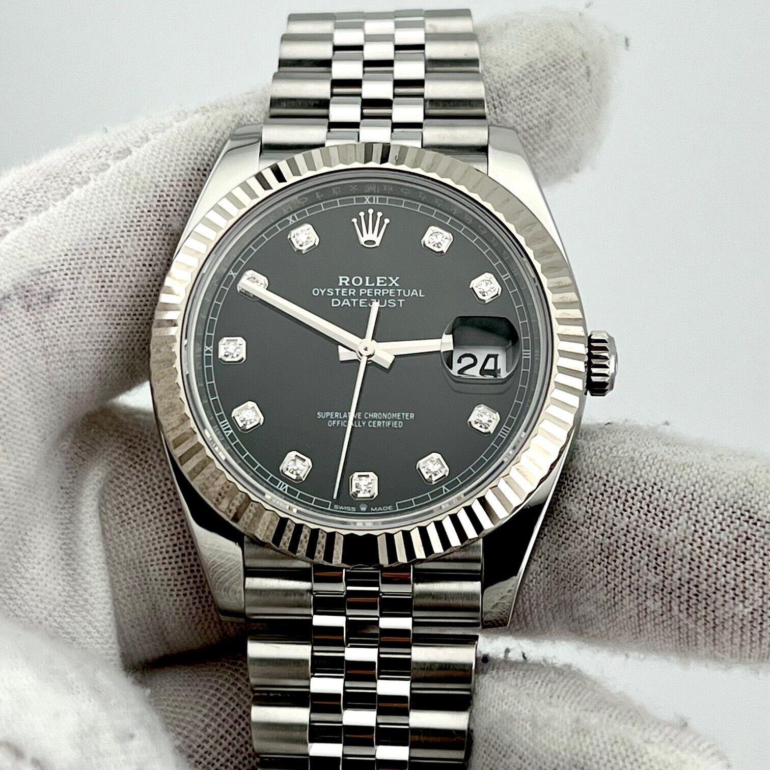 Rolex Datejust 41 126334 Black Diamond Dial 18K Gold Bezel Steel Box Paper 2023 For Sale 2